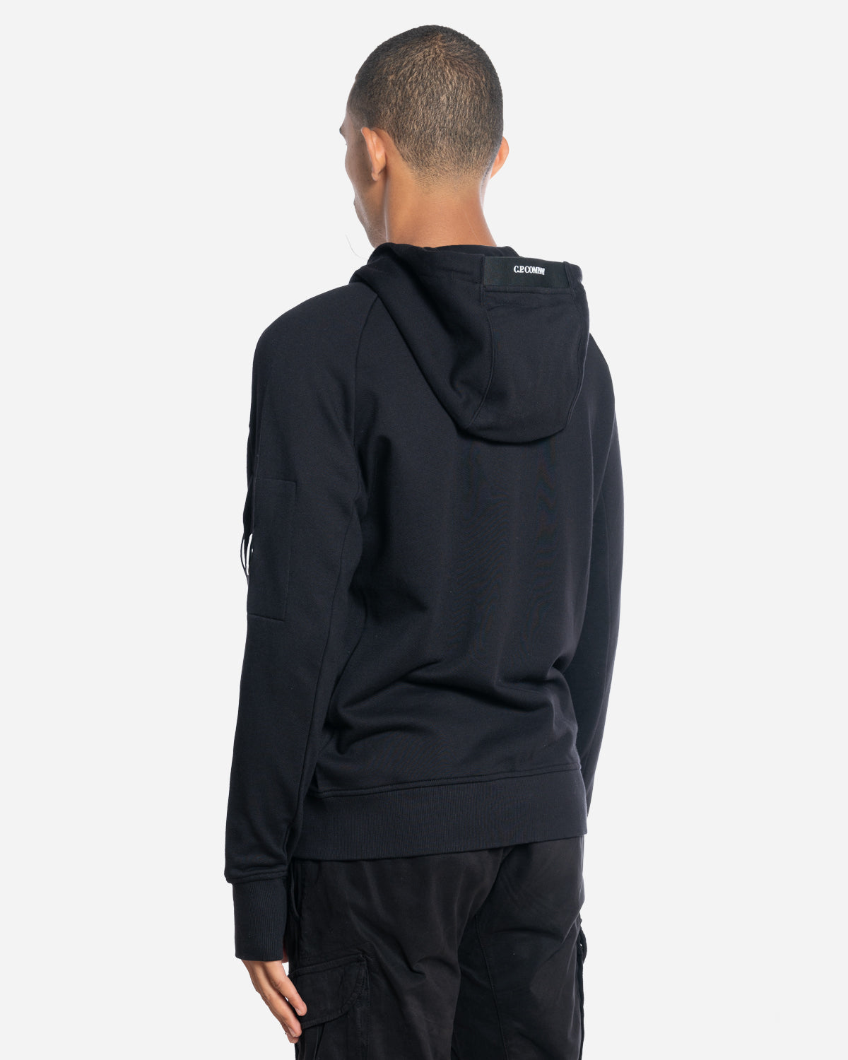 Diagonal Raised Fleece Zipped Hooded Sweatshirt