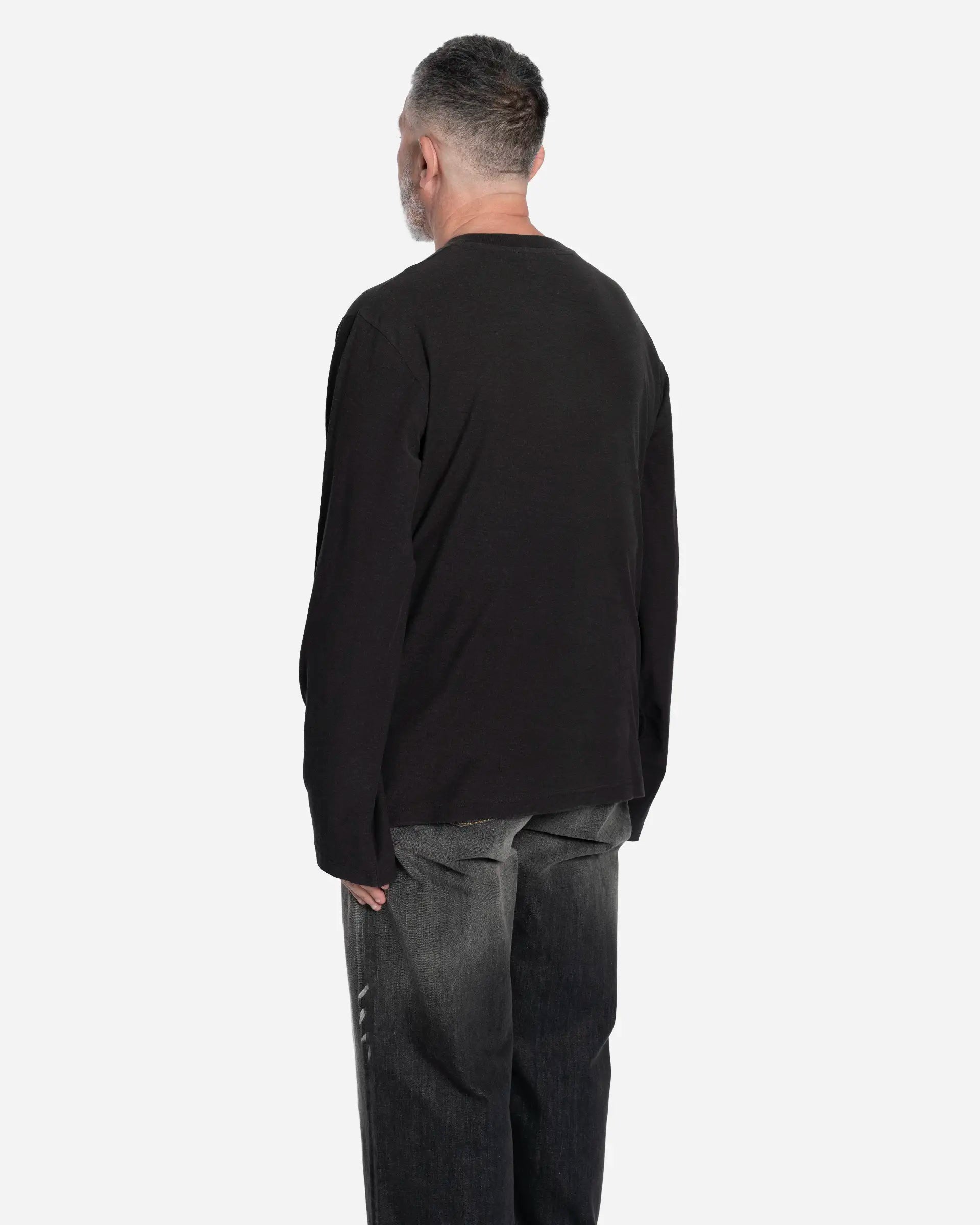T-shirt avec Poche Manches Longues Faded Black