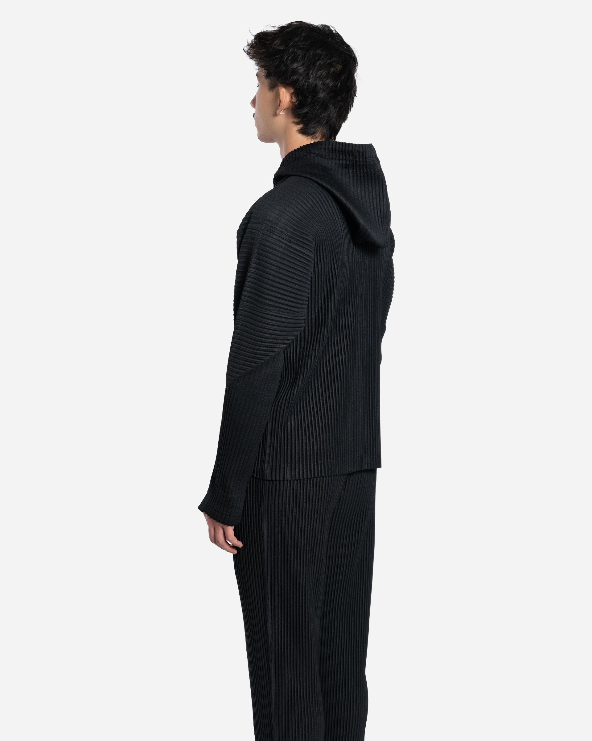 Sweatshirt à Capuche Plissé Noir