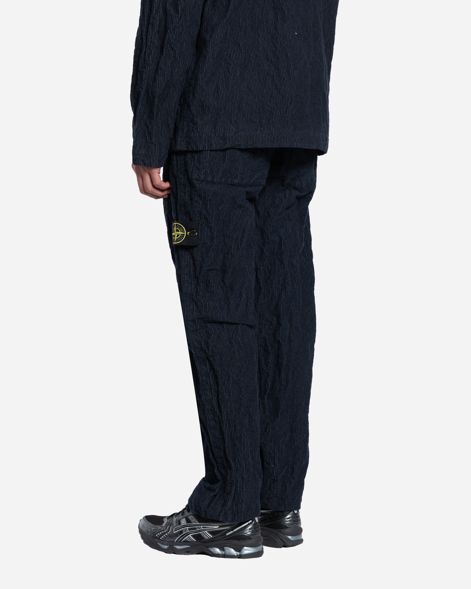 Pantalon en Velours Côtelé Bleu Marine