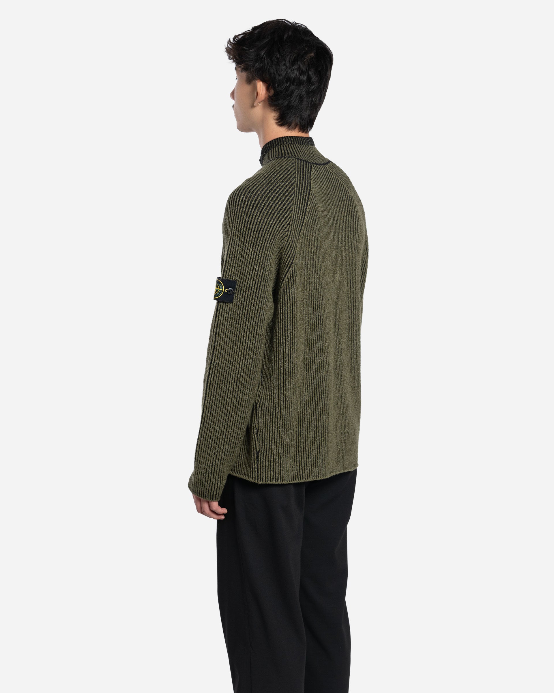 Pull en Maille Zippé LS Vert