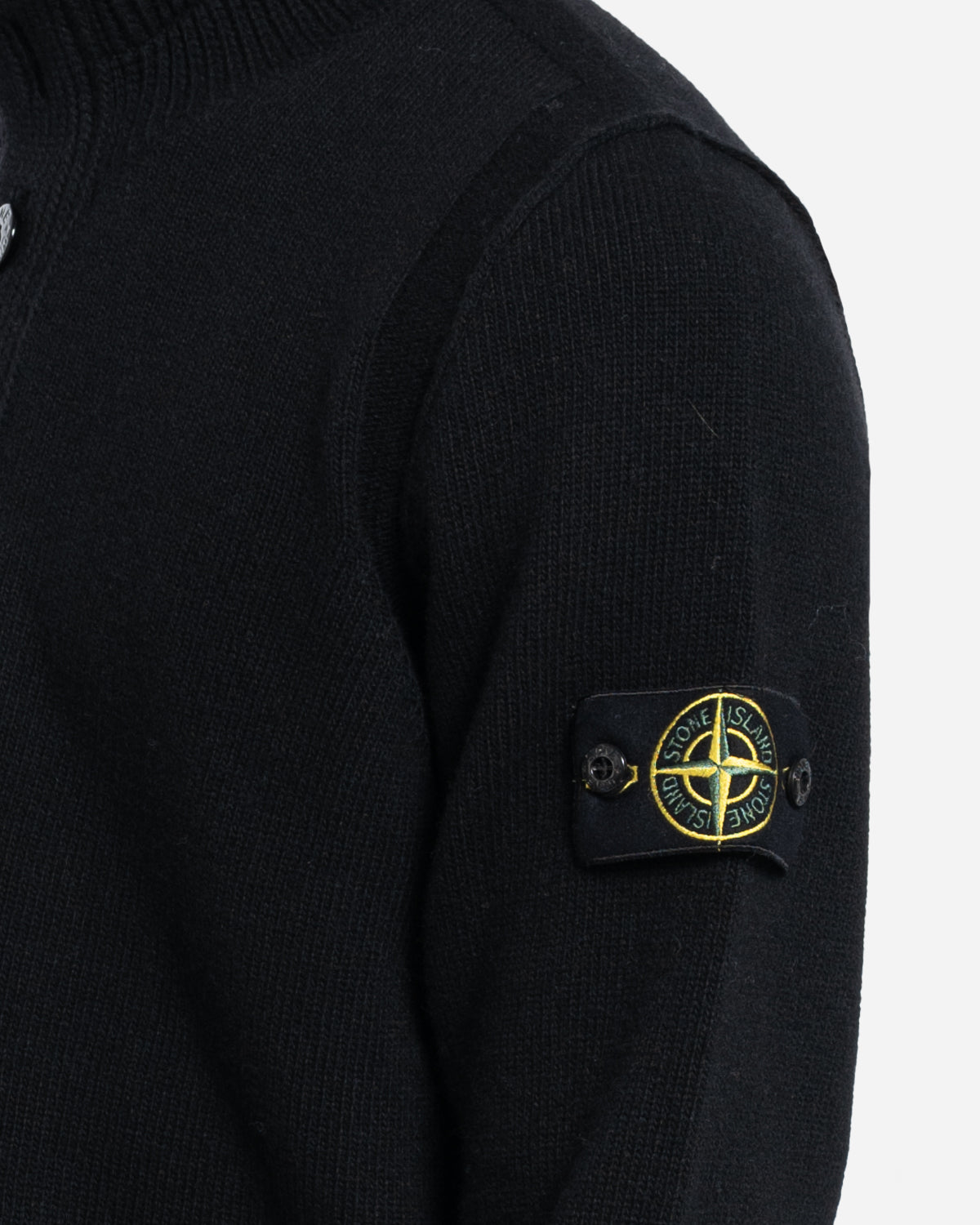 Pull à Demi-Patte de Boutonnage Noir