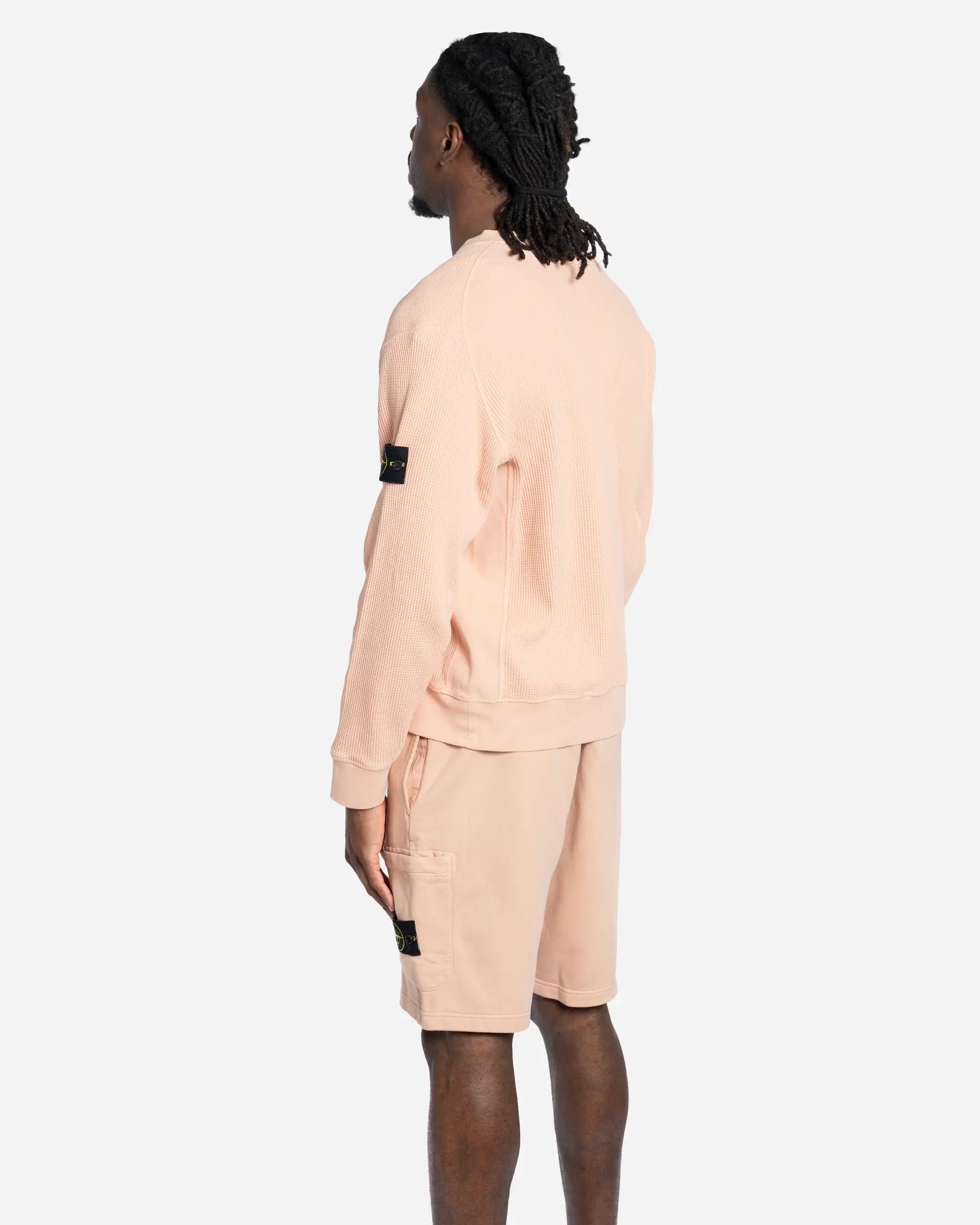 Sweatshirt Ras-du-Cou en Molleton Gaufré Plaster Pink