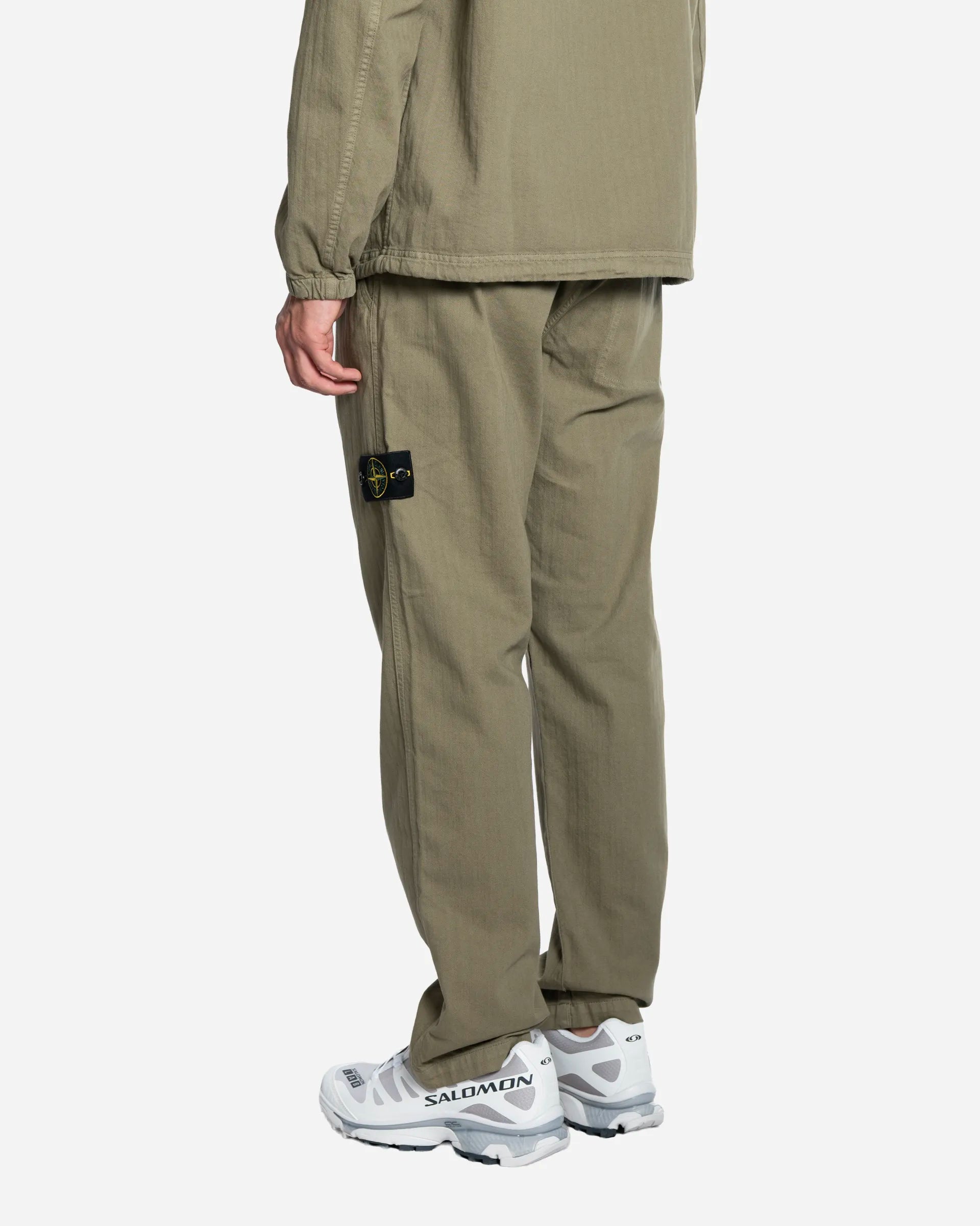 Pantalon Chino en Coton à Chevrons Military Green
