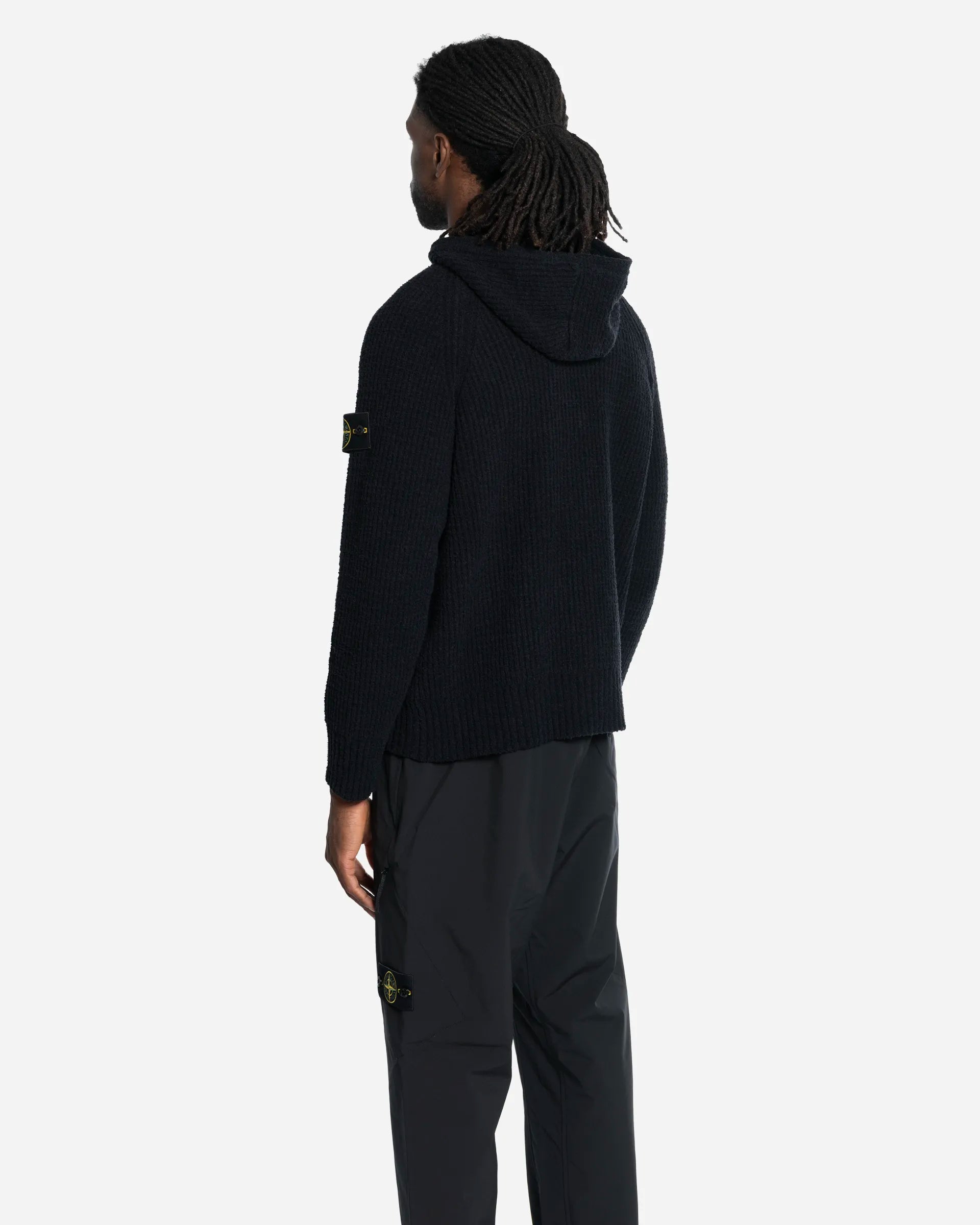 Pull Zippé à Capuche en Maille Noir