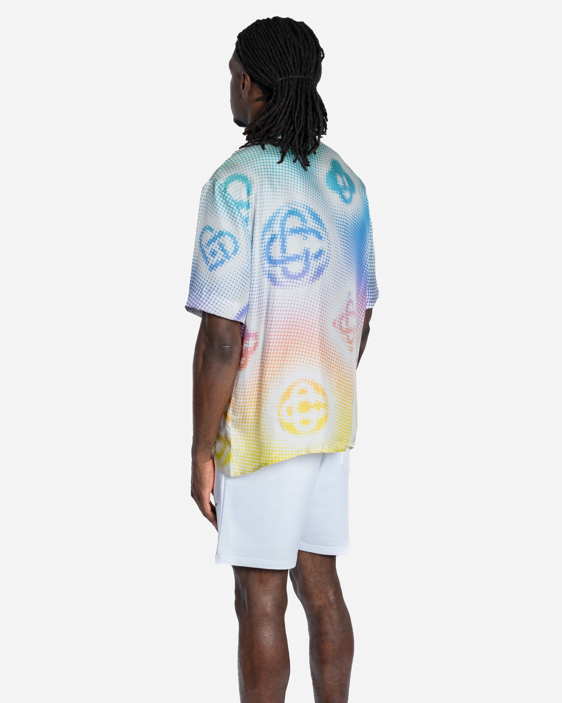 Chemise en Soie à Manches Courtes à Logo Halftone
