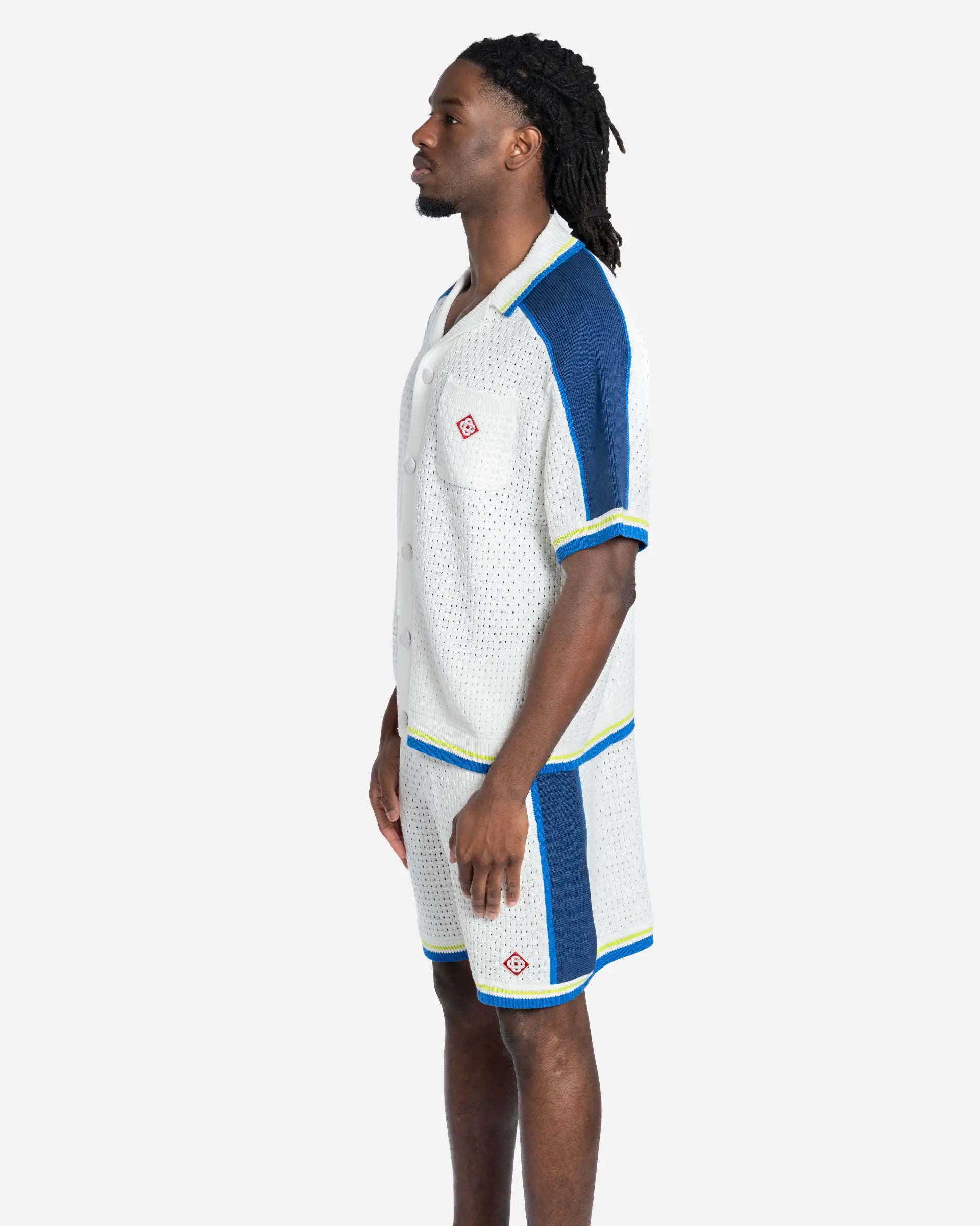 Crochet Tennis Shirt White/Blue