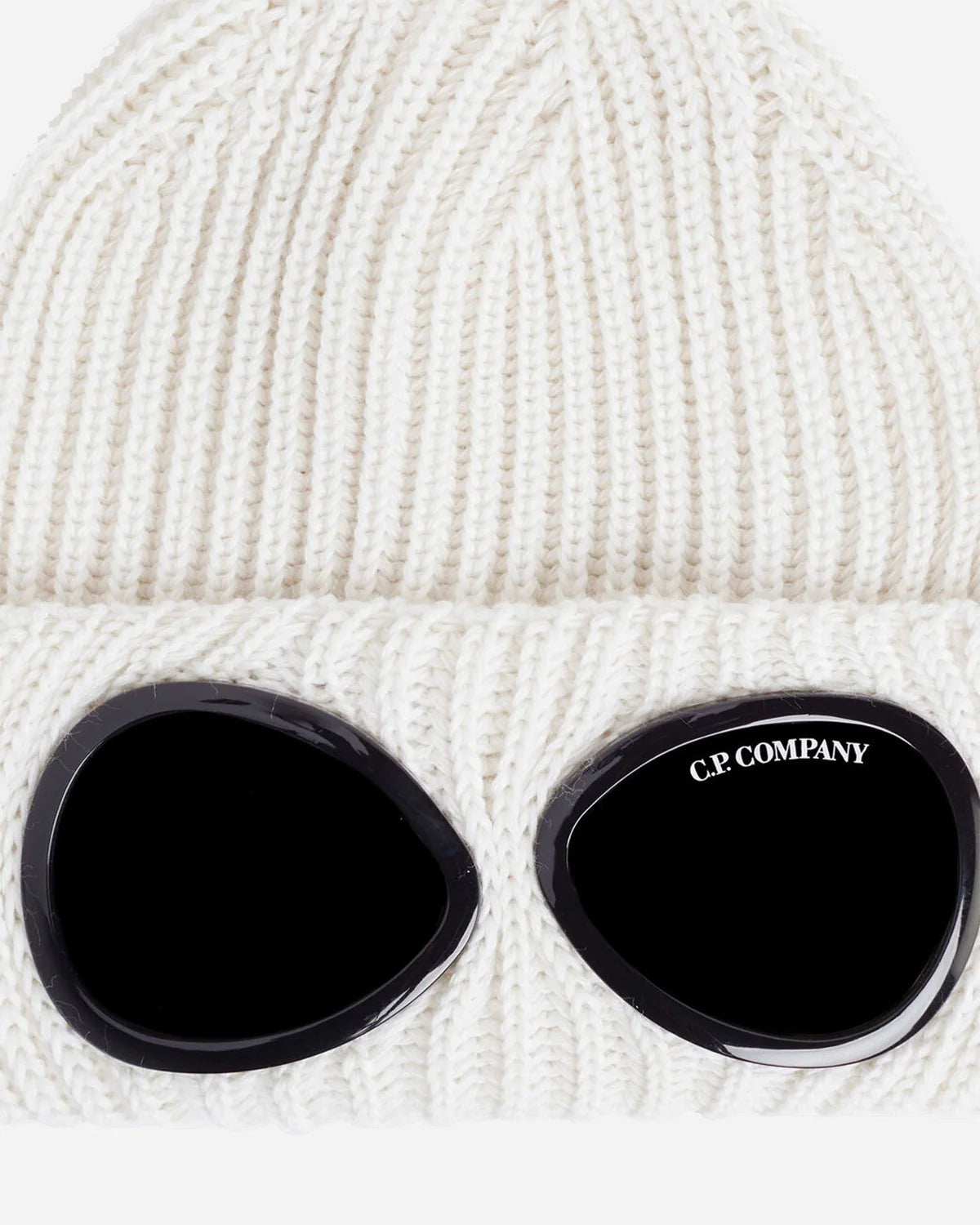 C.P. Company Bonnet Goggle en Laine Gauze White Close View
