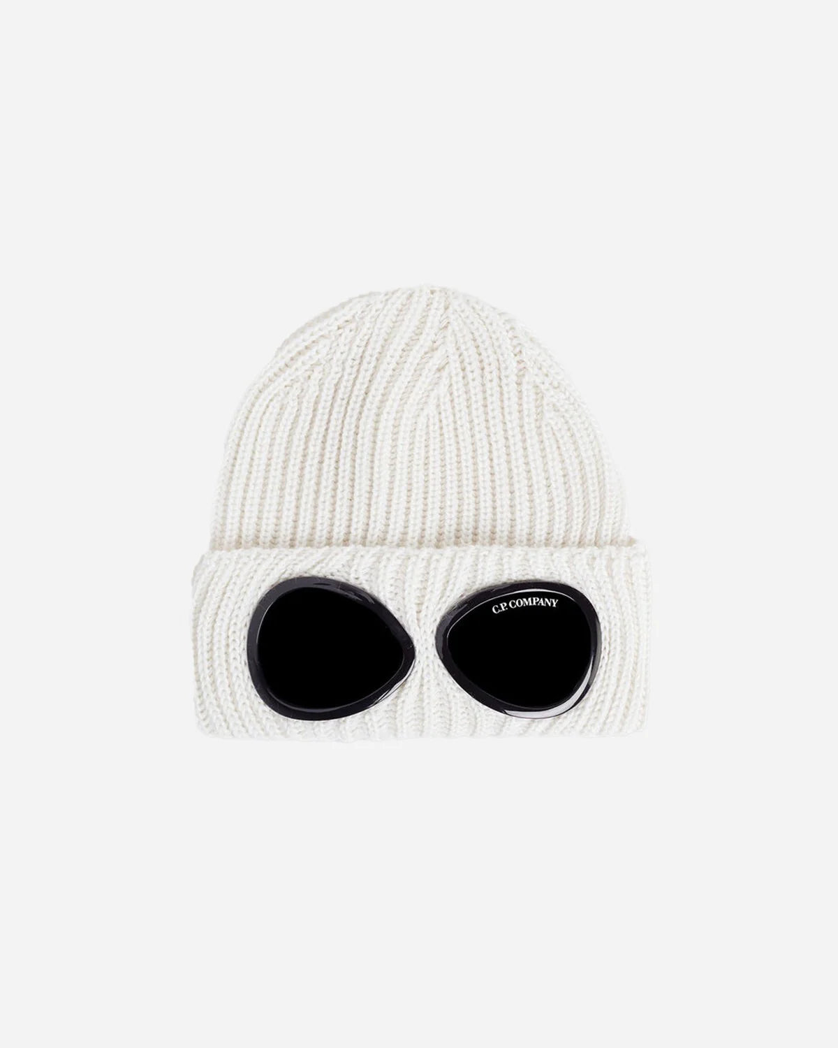 C.P. Company Bonnet Goggle en Laine Gauze White