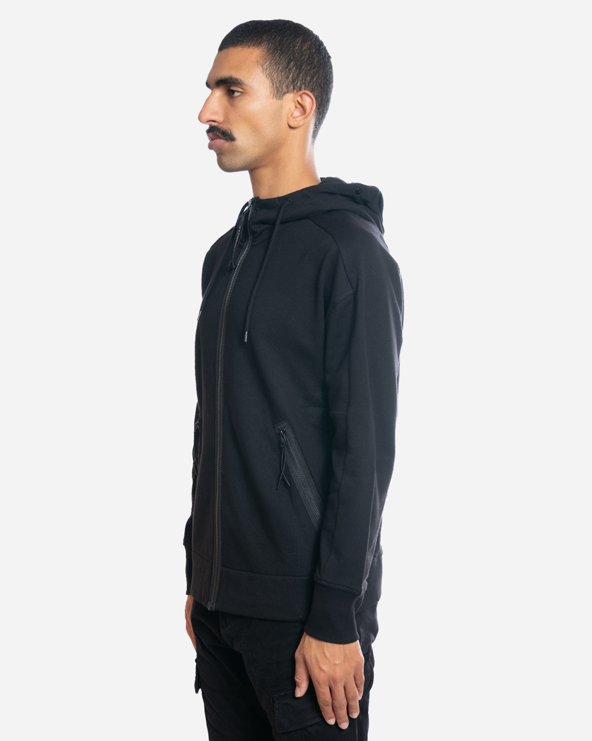 Diagonal Raised Fleece Goggle Zipped Hoodie