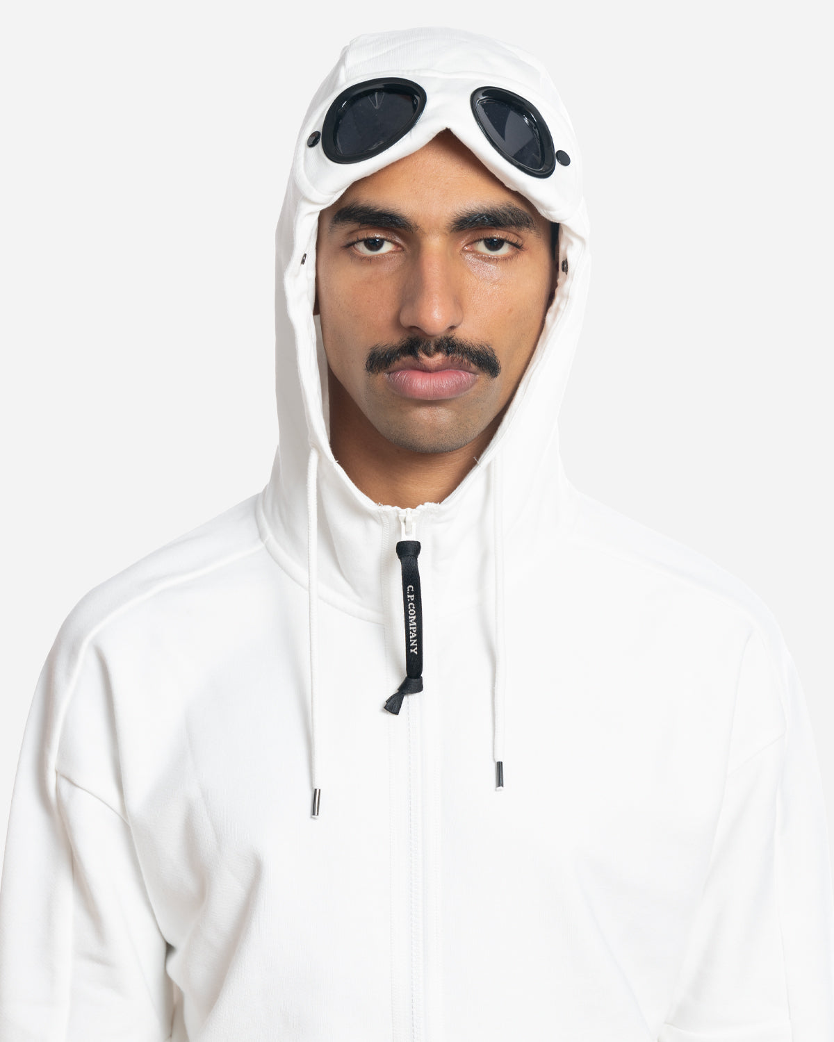 Diagonal Raised Fleece Goggle Zipped Hoodie