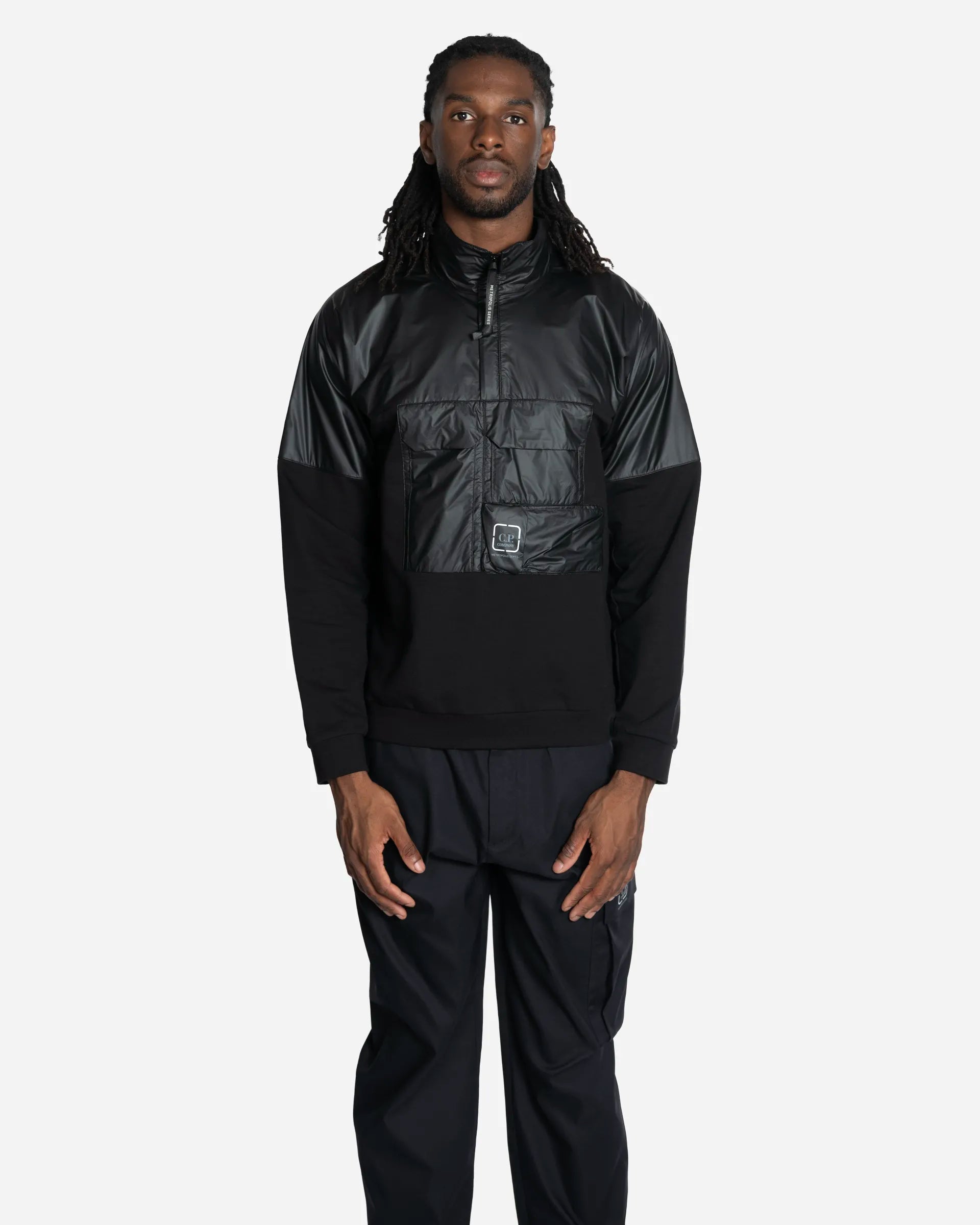 Sweatshirt Half Zip à Empiècements en Nylon
