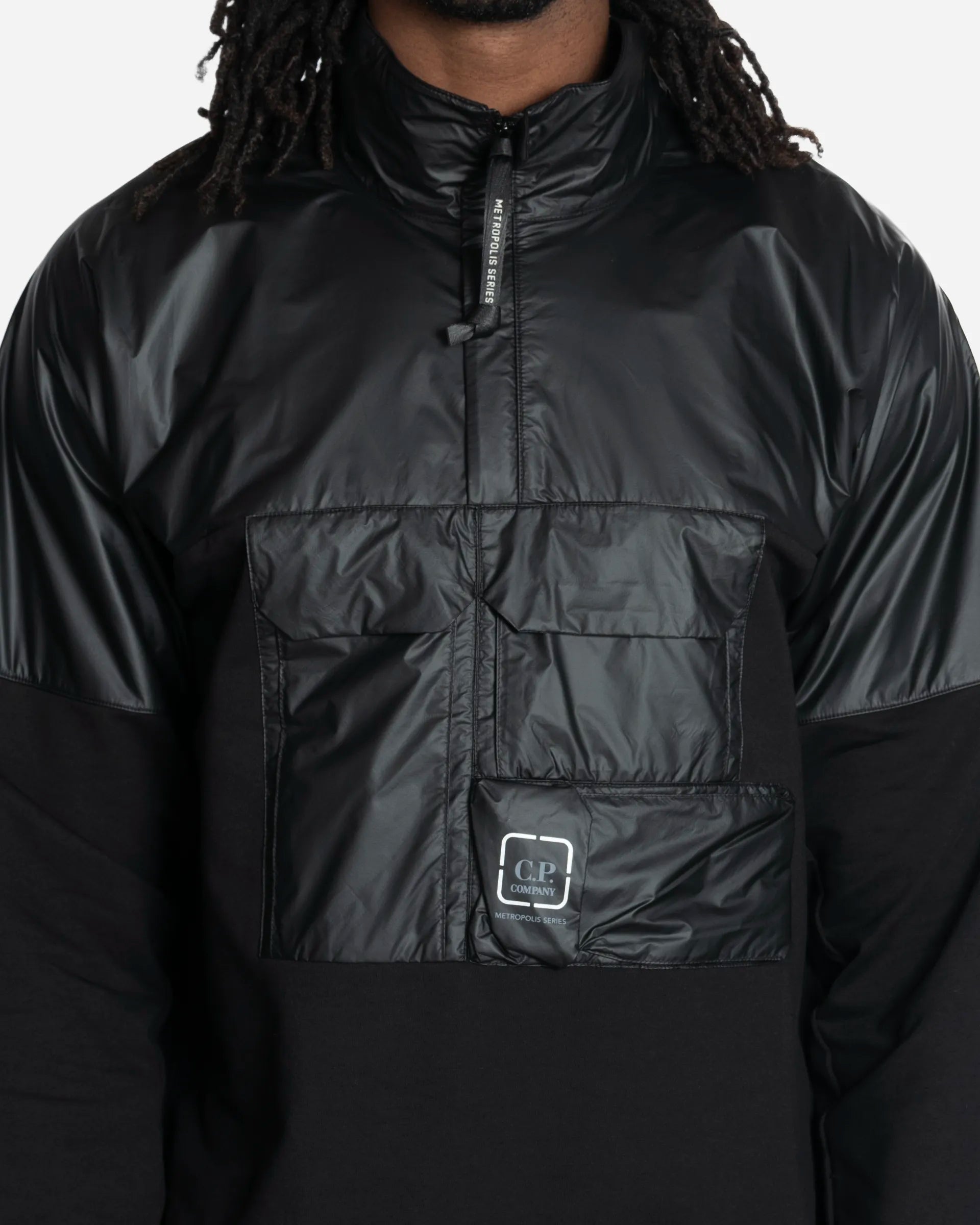 Sweatshirt Half Zip à Empiècements en Nylon