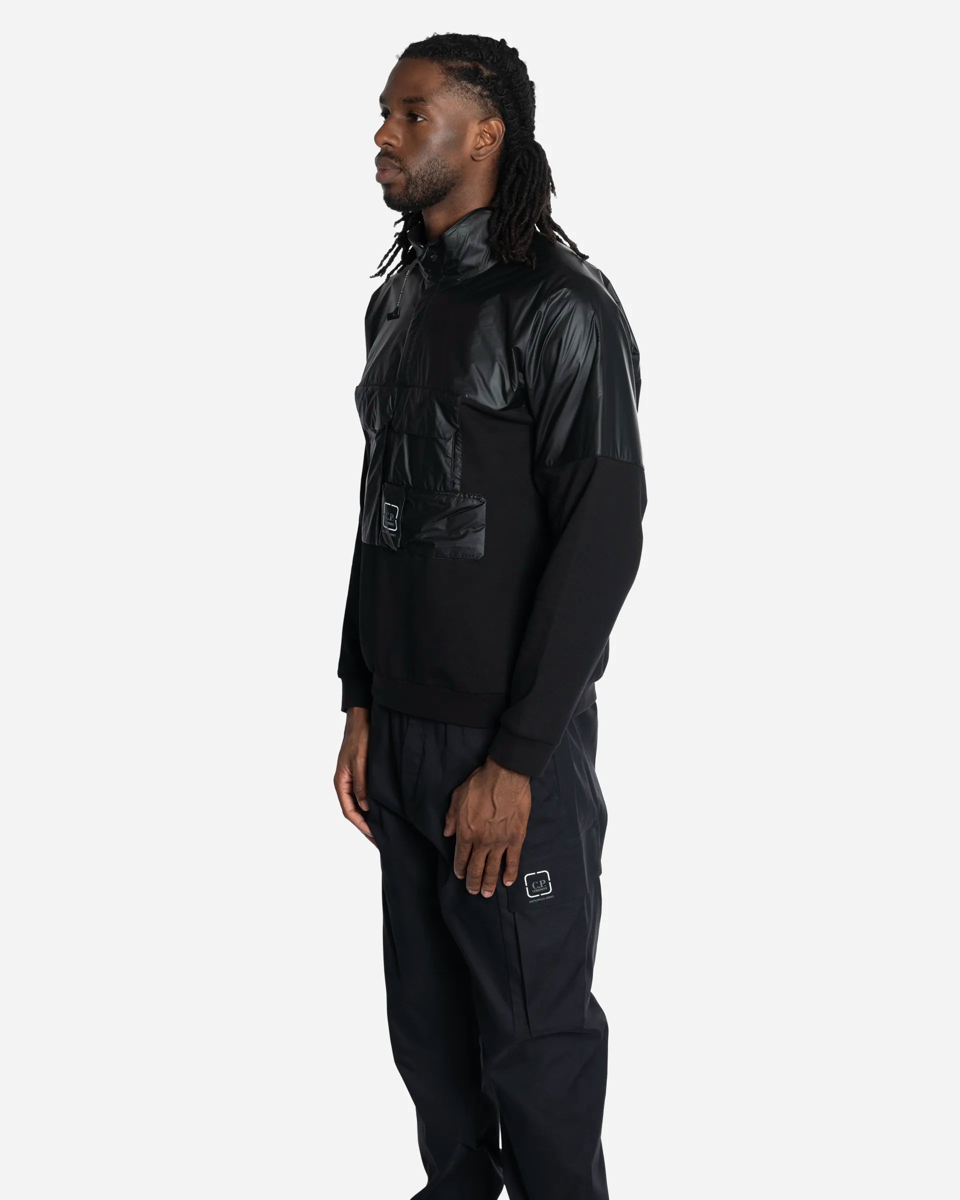 Sweatshirt Half Zip à Empiècements en Nylon