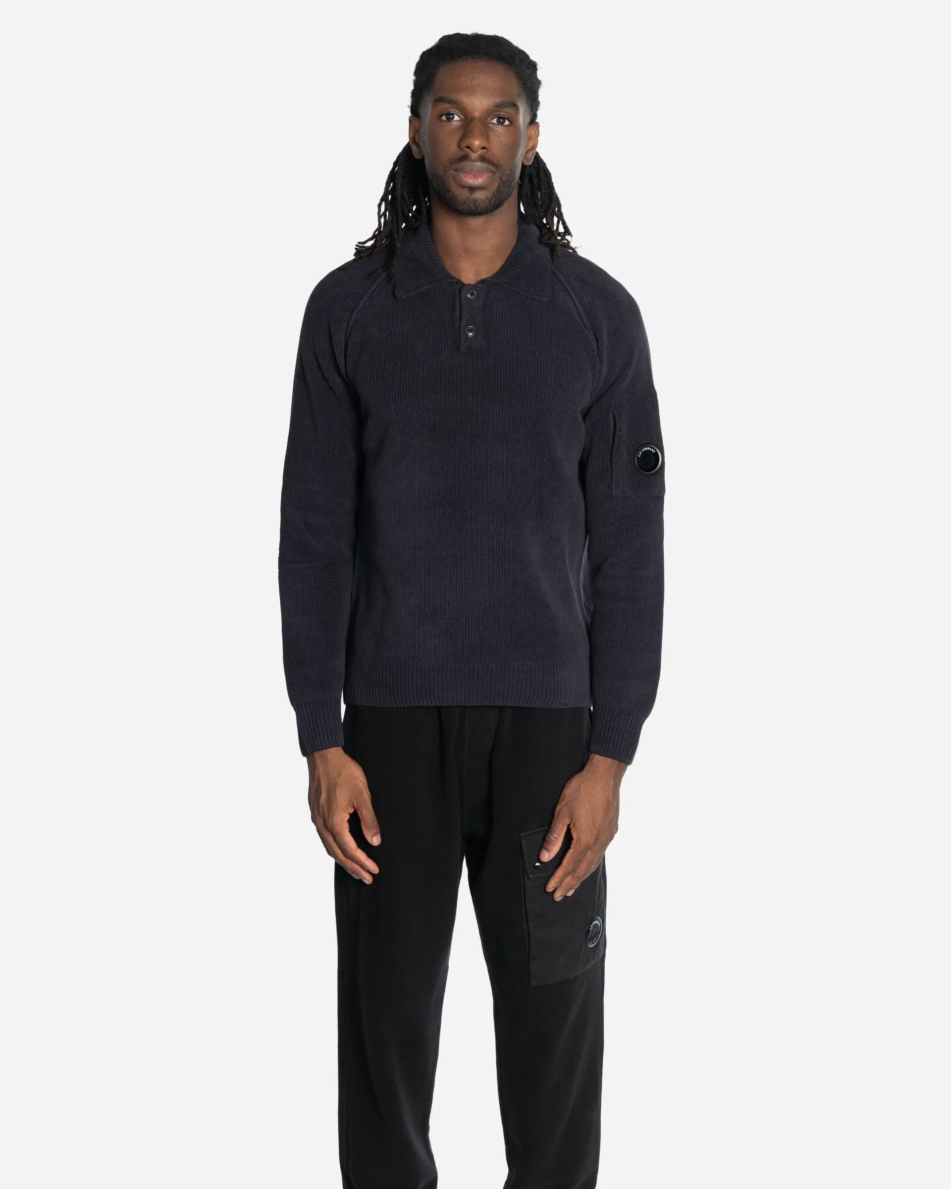 Pull à Col Polo en Coton Chenille