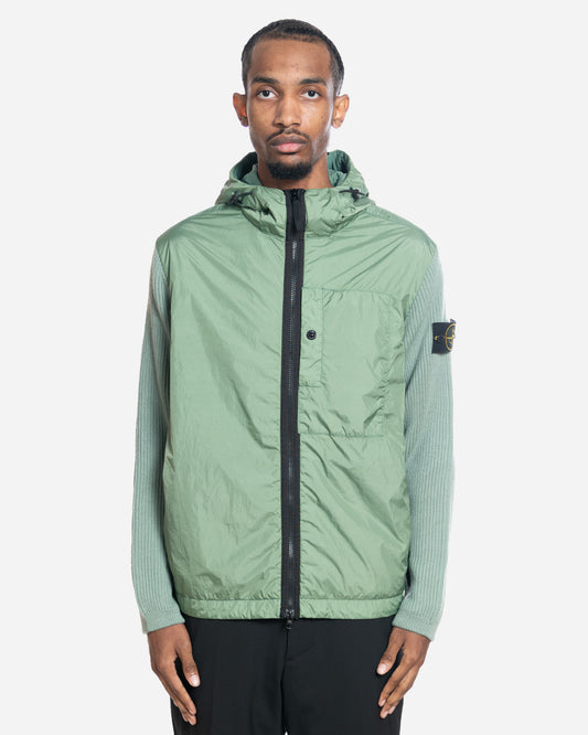 Gilet Bi-Matière Nylon Vert Sauge