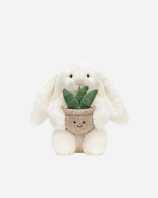 Cream Bunny with Plant