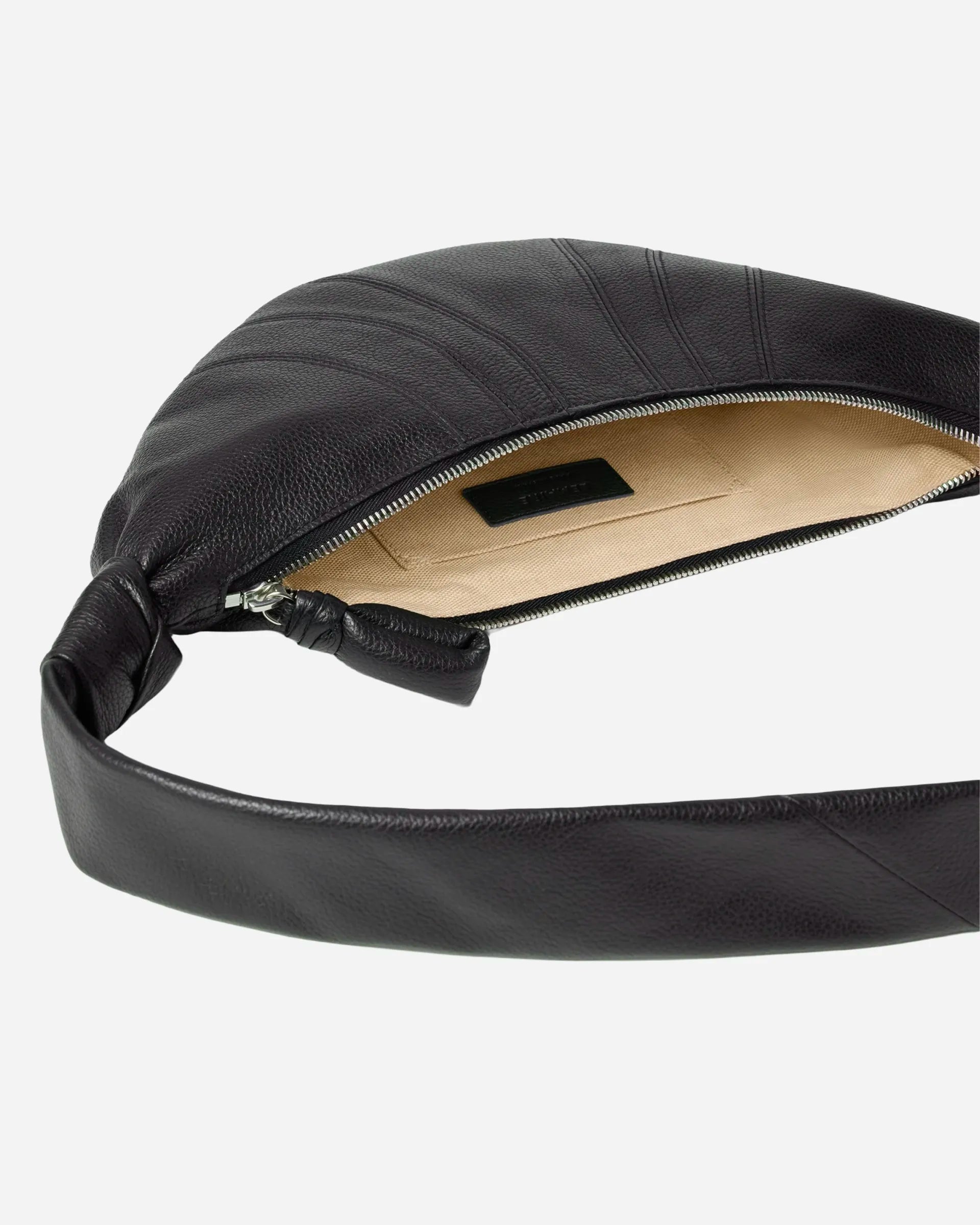 Sac Croissant Petit en Cuir Grainé