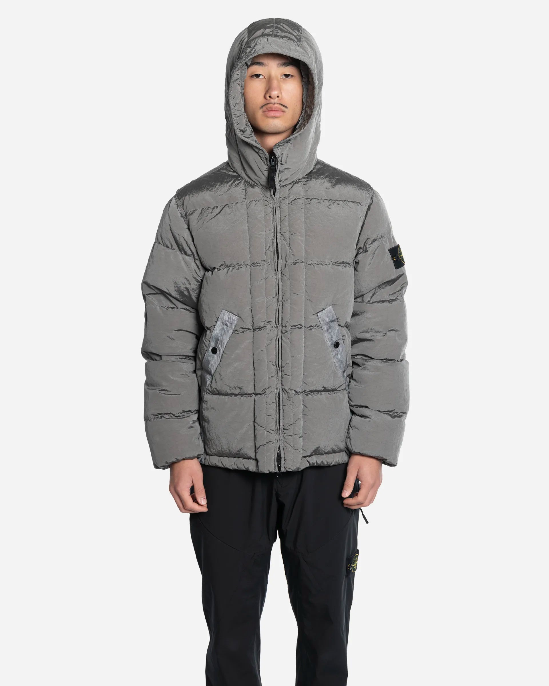 Doudoune à Capuche en Nylon Gris