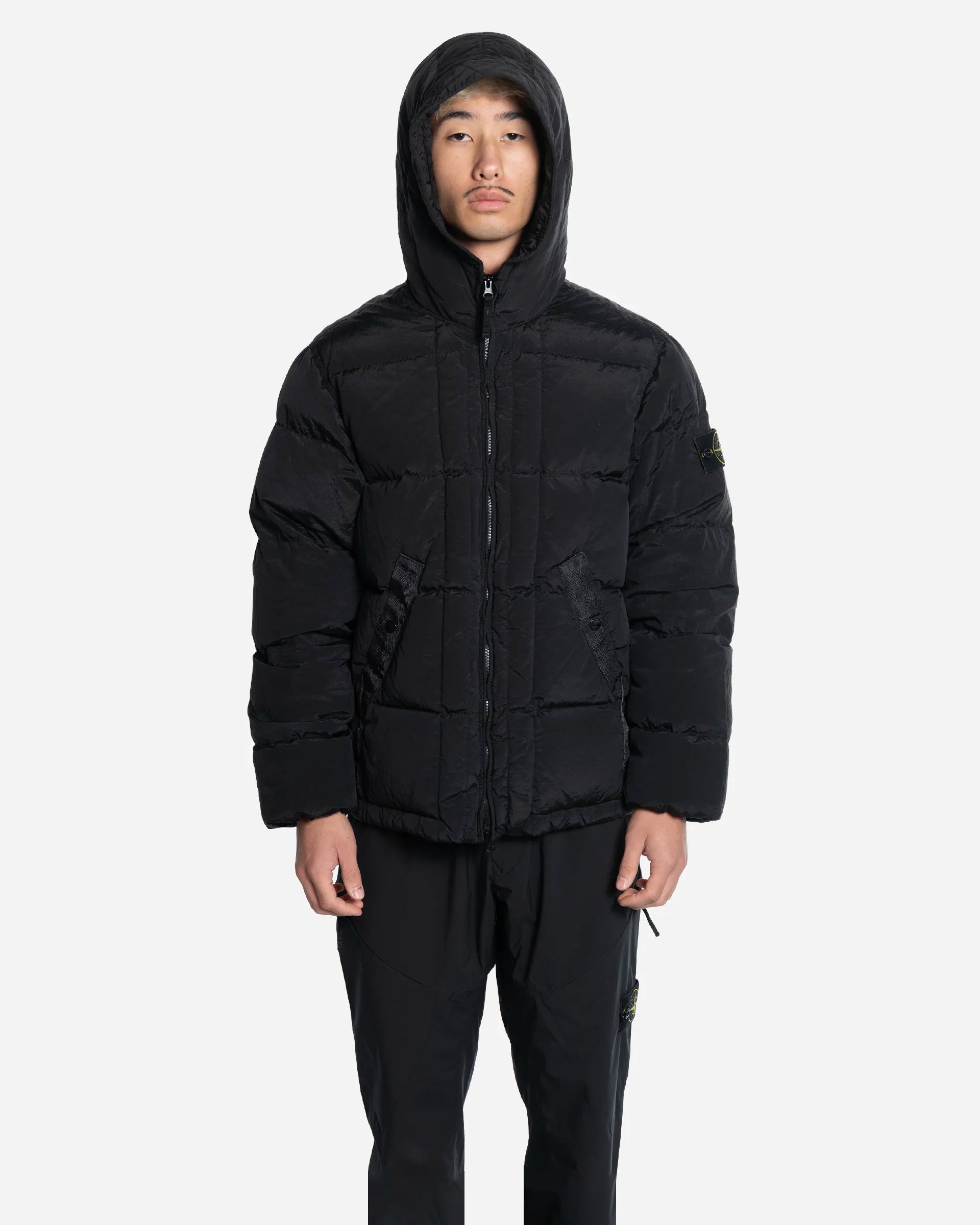 Doudoune à Capuche en Nylon Noir