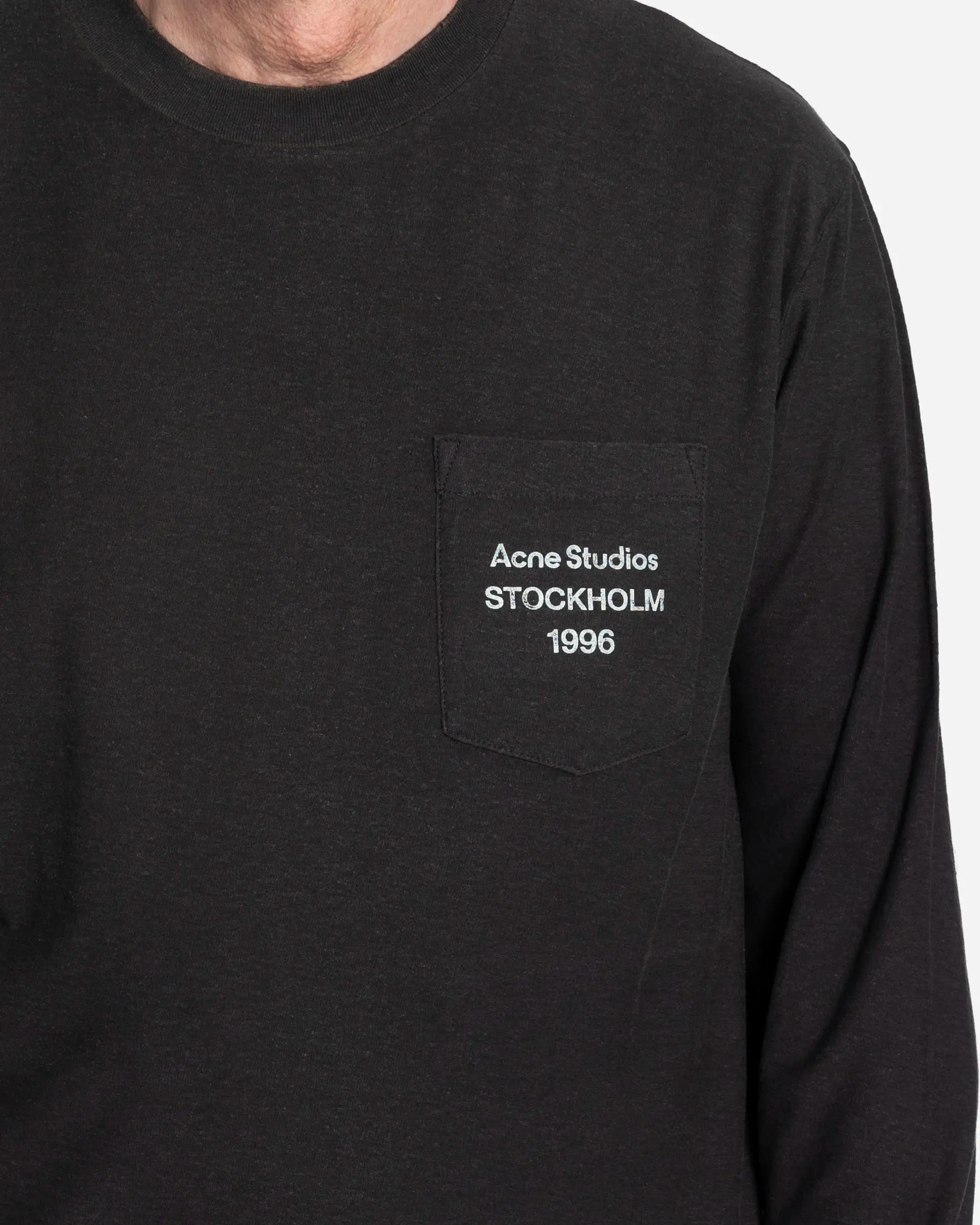 T-shirt avec Poche Manches Longues Faded Black