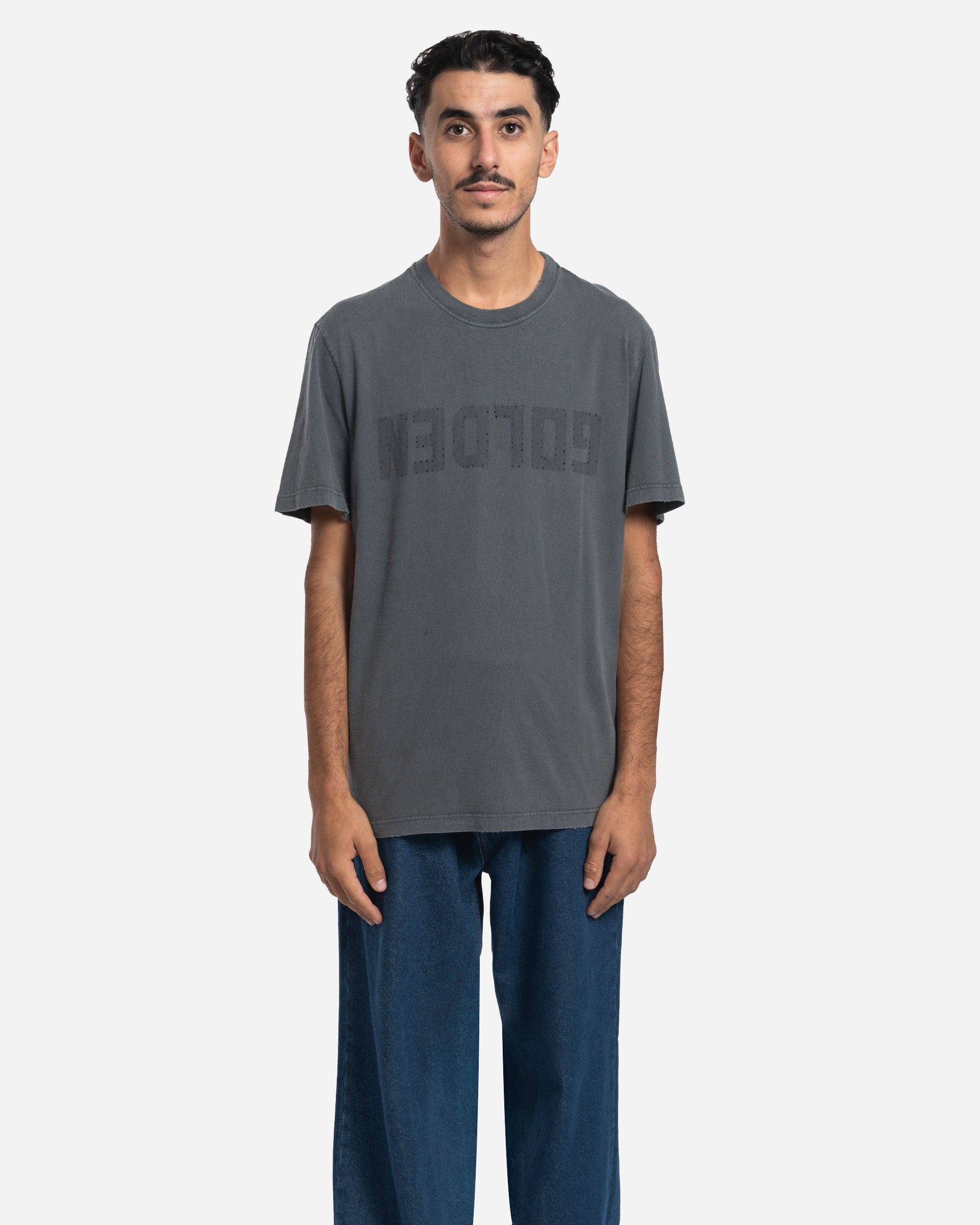 T-Shirt en Coton Gris Anthracite avec Logo