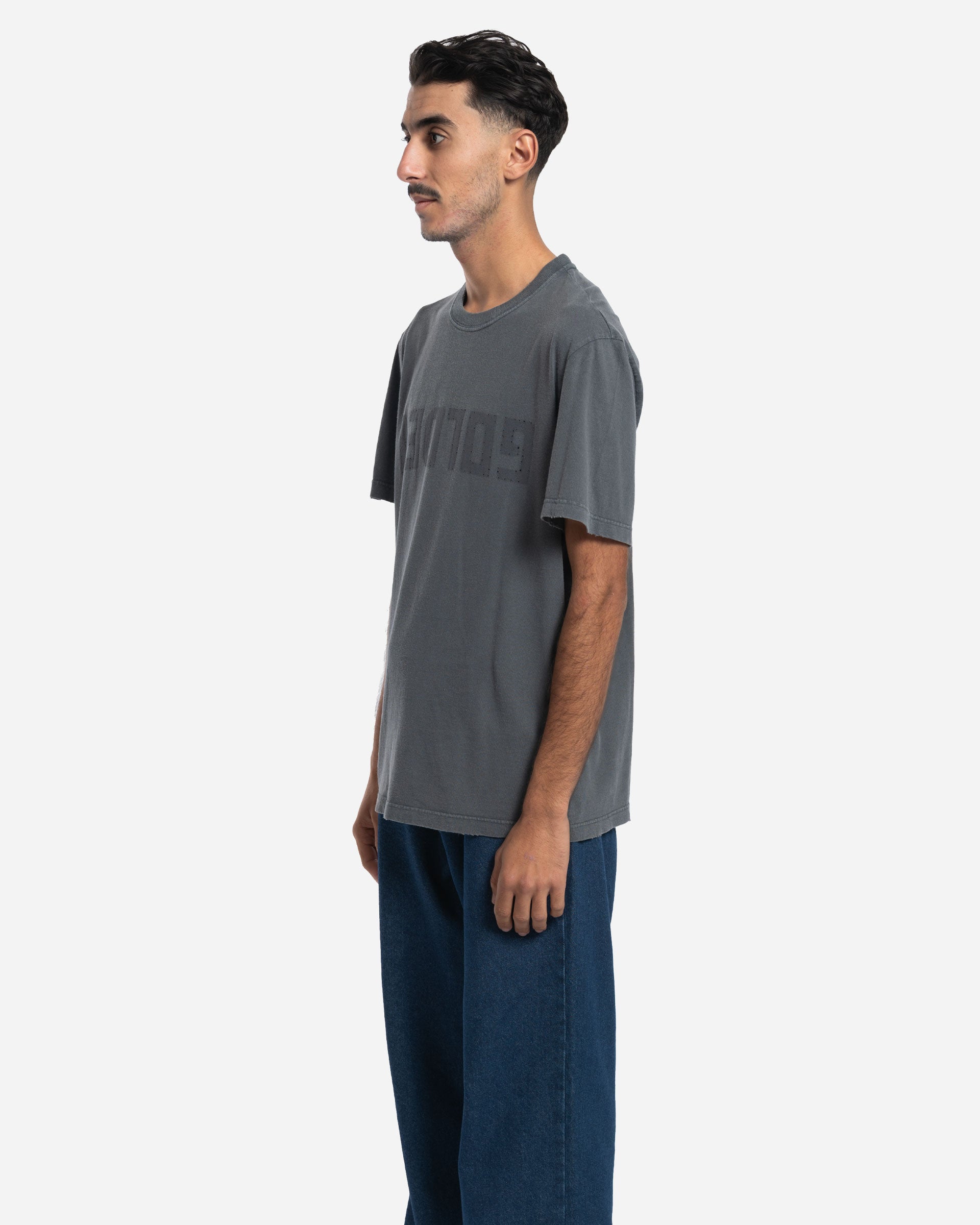 T-Shirt en Coton Gris Anthracite avec Logo