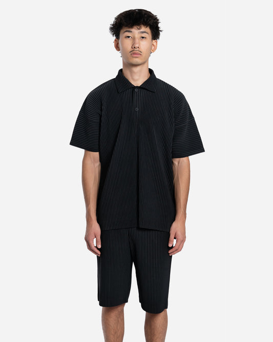 Polo Plissé Noir