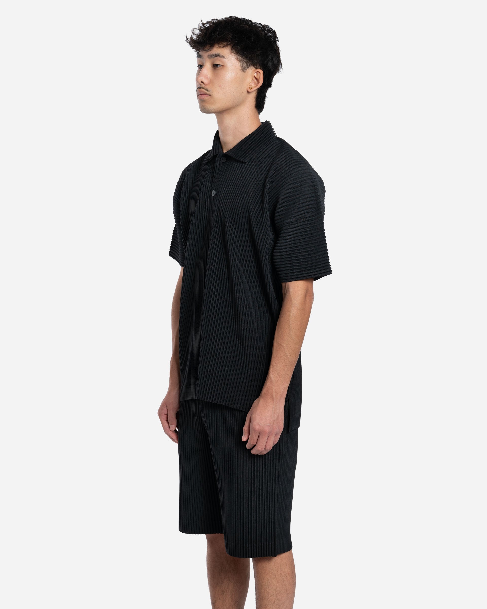 Polo Plissé Noir