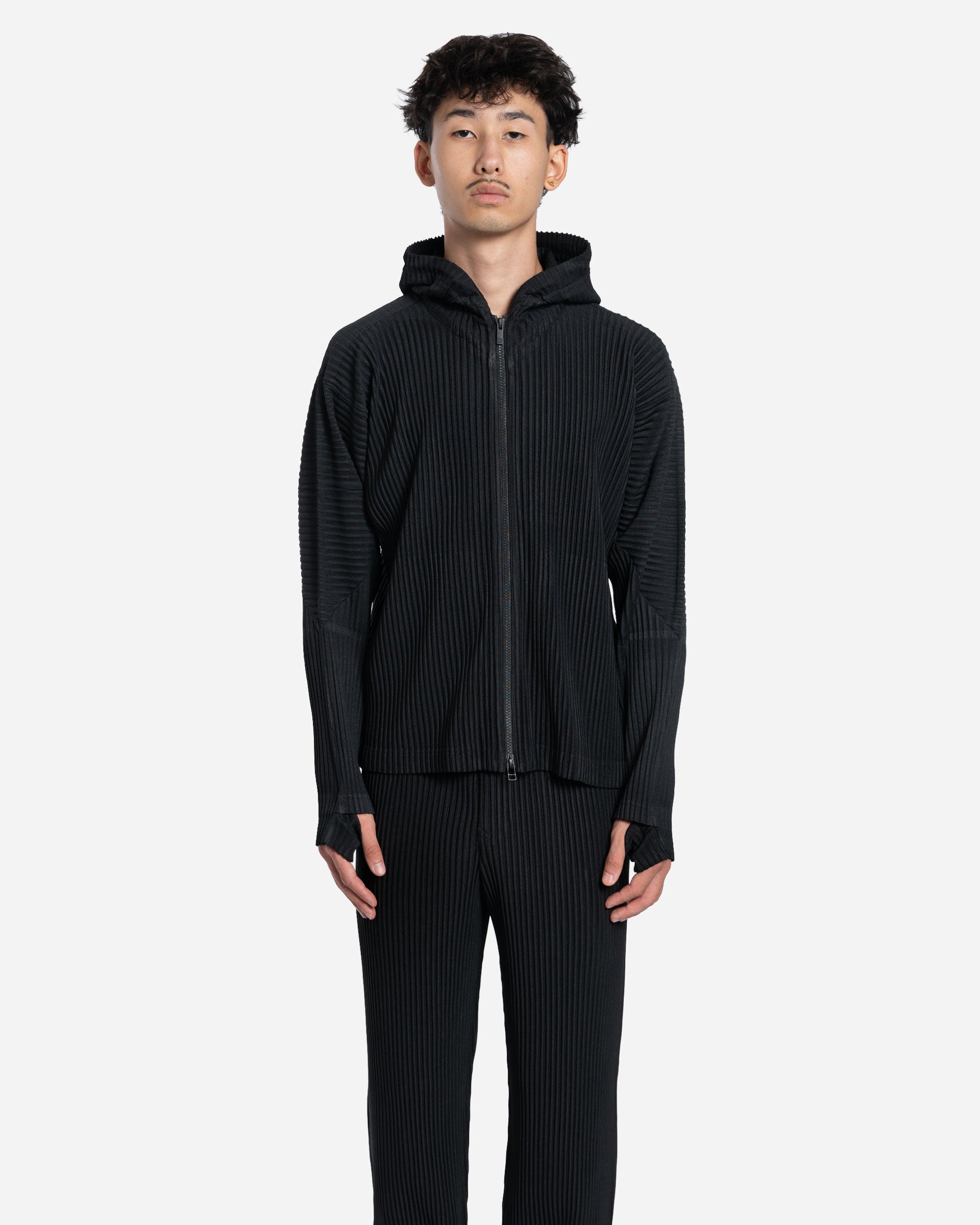 Sweatshirt à Capuche Plissé Noir