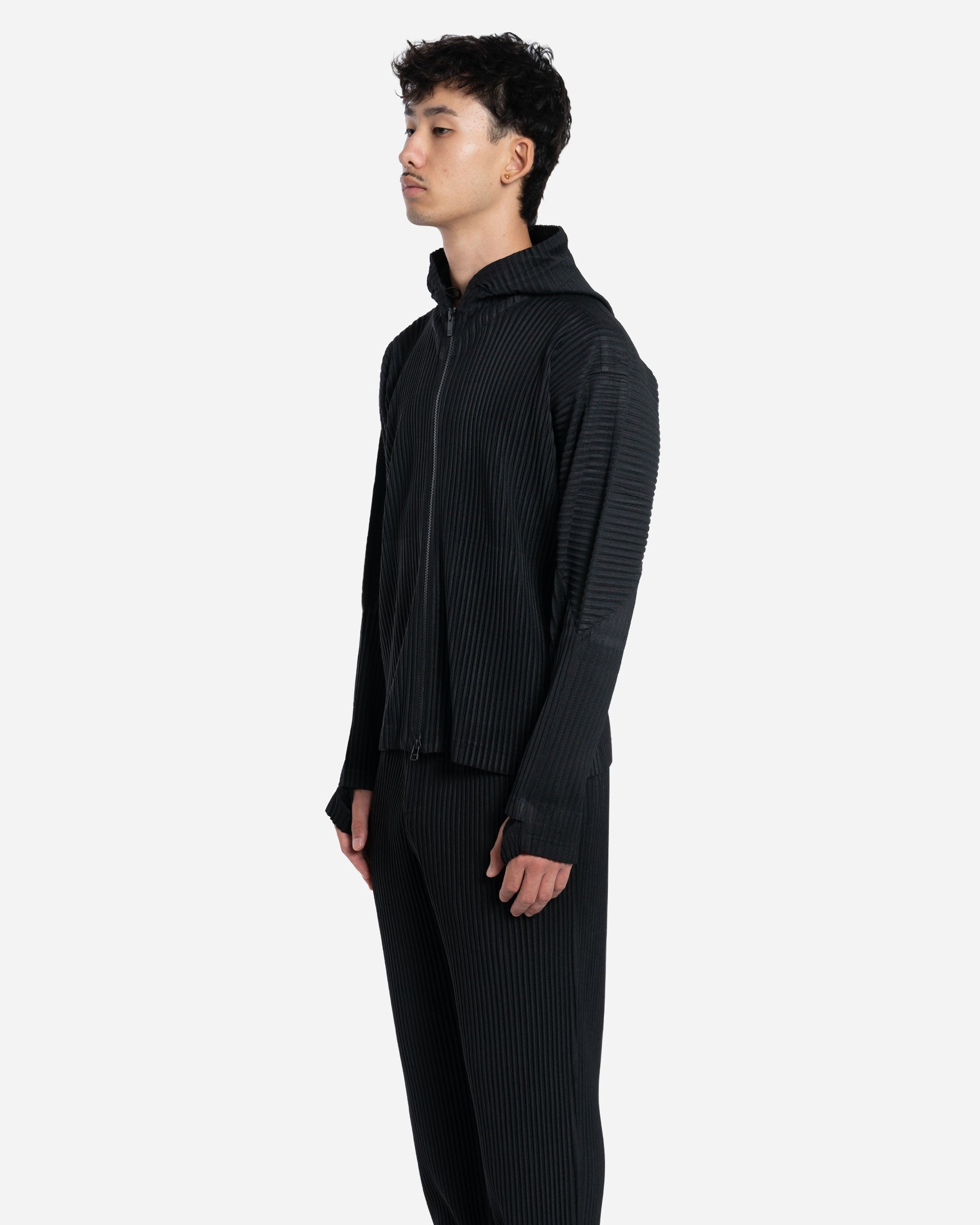 Sweatshirt à Capuche Plissé Noir