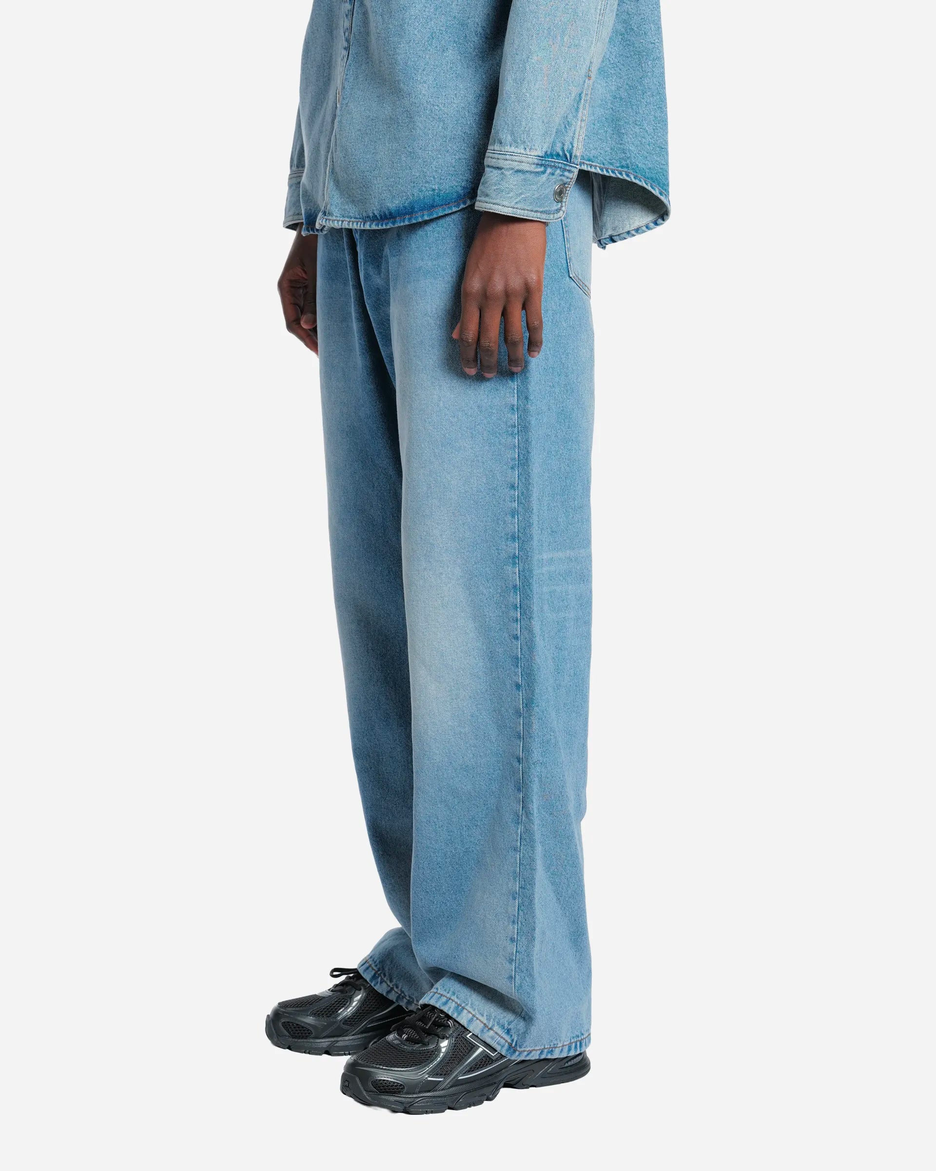 Jean Coupe Large Bleu Usé