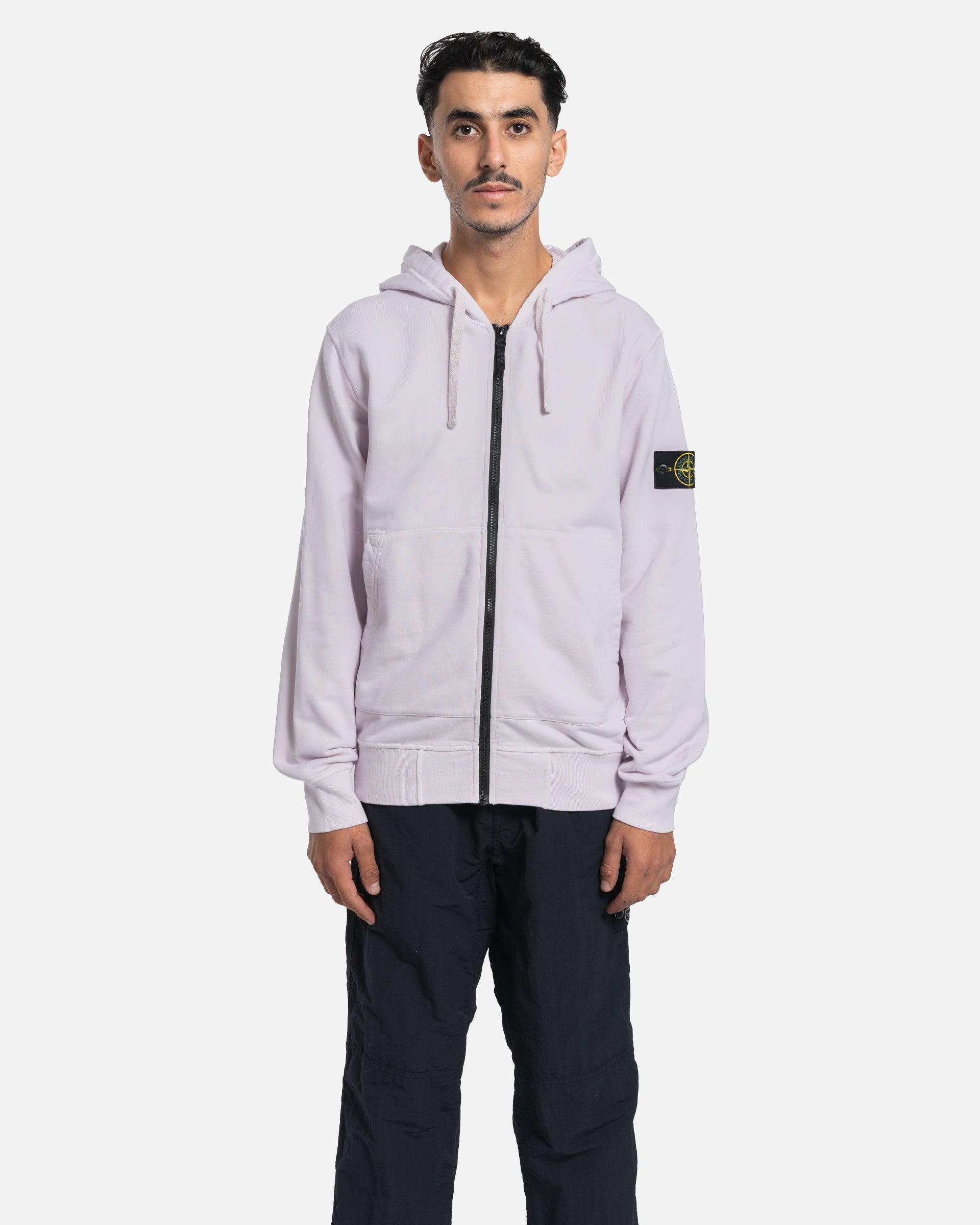 Sweatshirt Zippé à Capuche en Molleton Rose