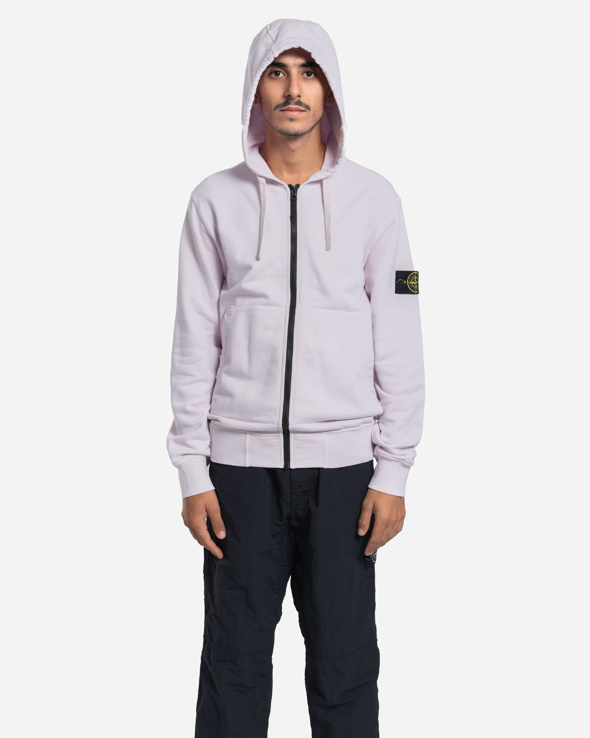 Sweatshirt Zippé à Capuche en Molleton Rose