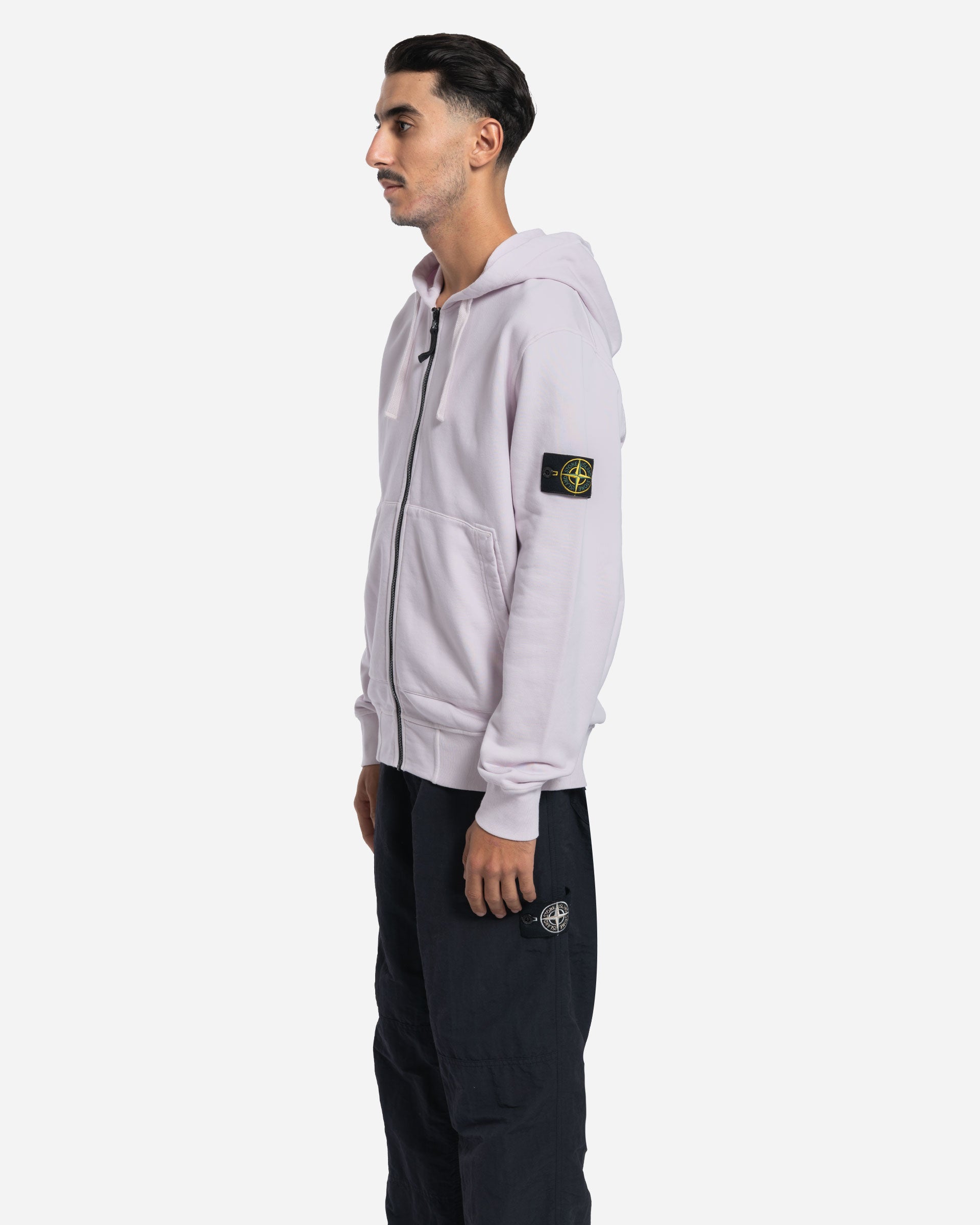 Sweatshirt Zippé à Capuche en Molleton Rose