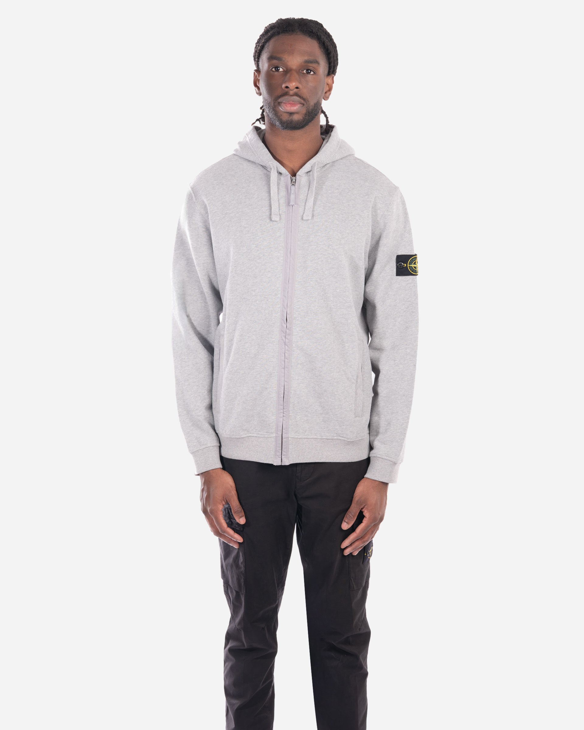 Sweatshirt Zippé à Capuche en Molleton Gris