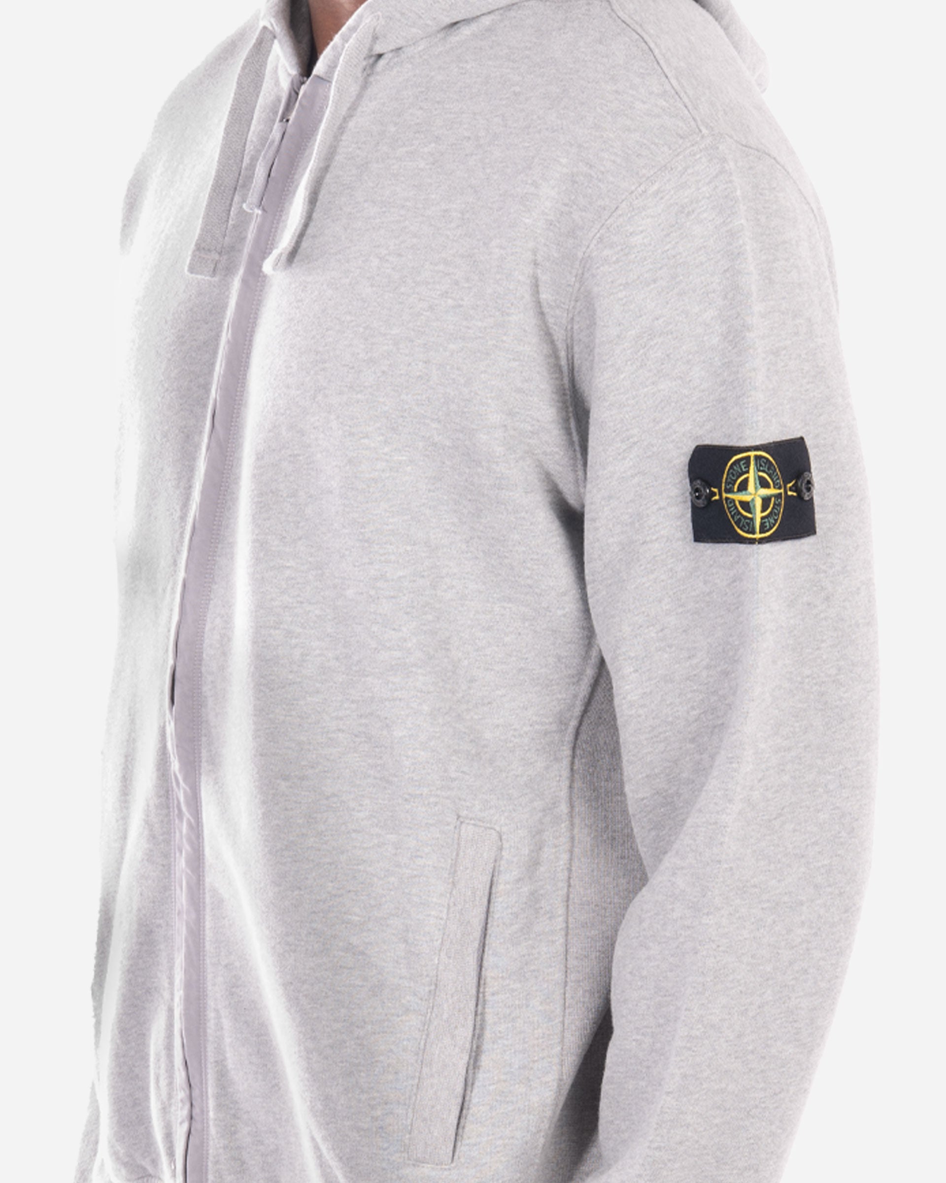 Sweatshirt Zippé à Capuche en Molleton Gris