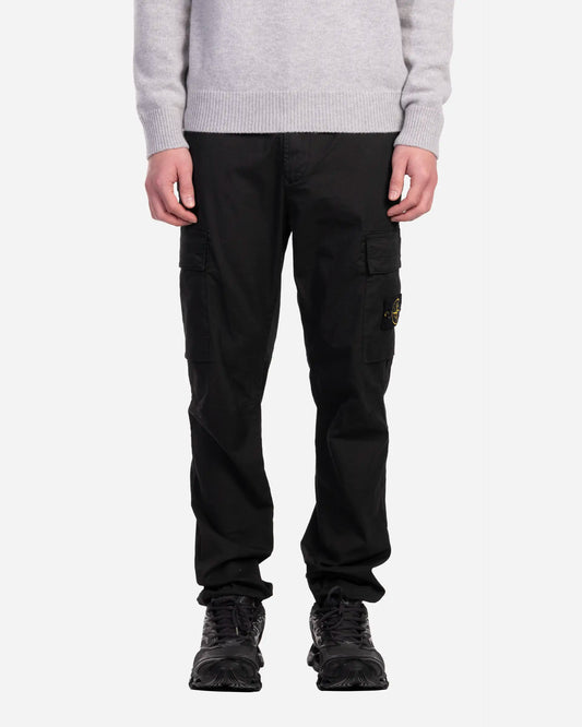 Pantalon Cargo en Coton Extensible Noir