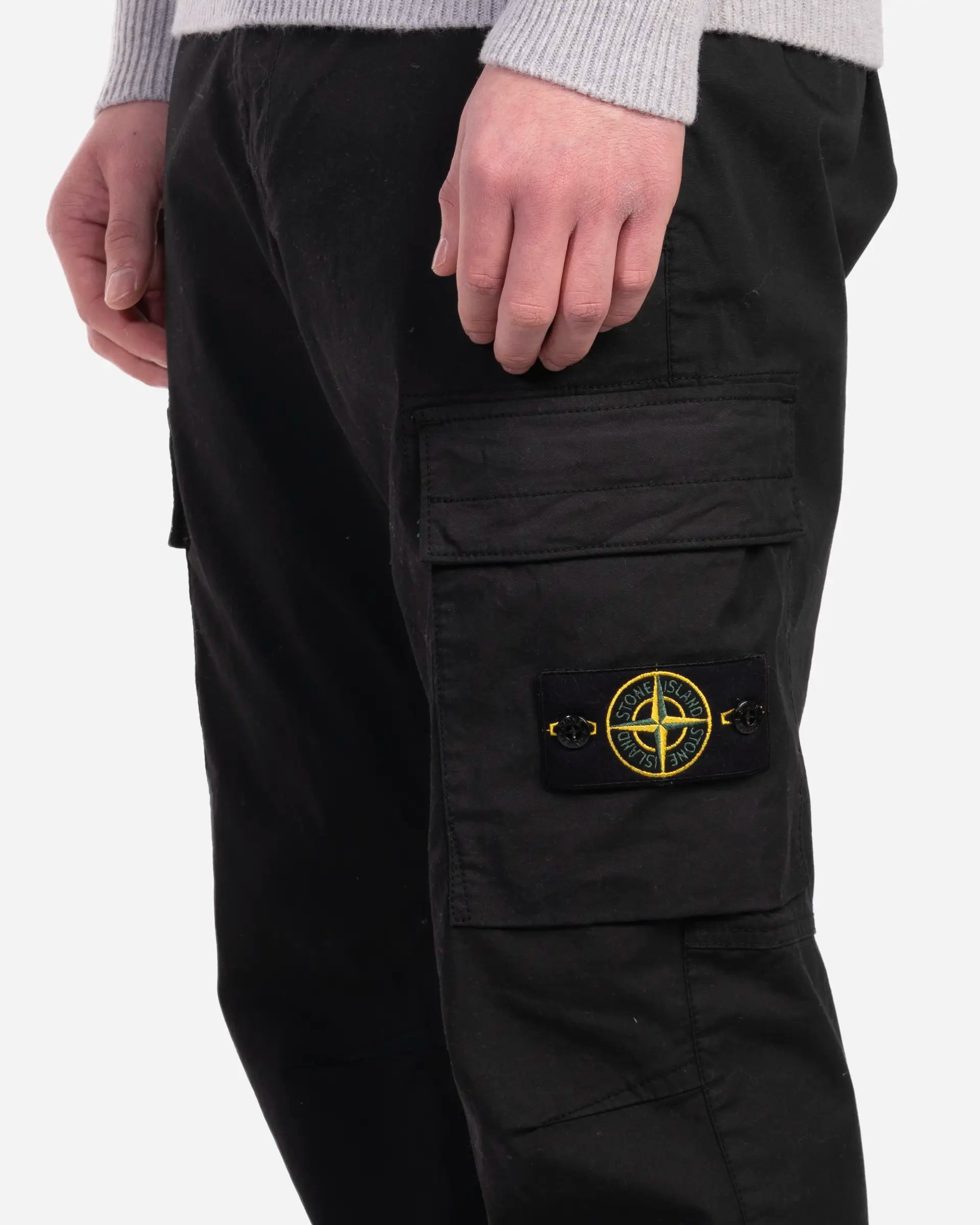 Pantalon Cargo en Coton Extensible Noir