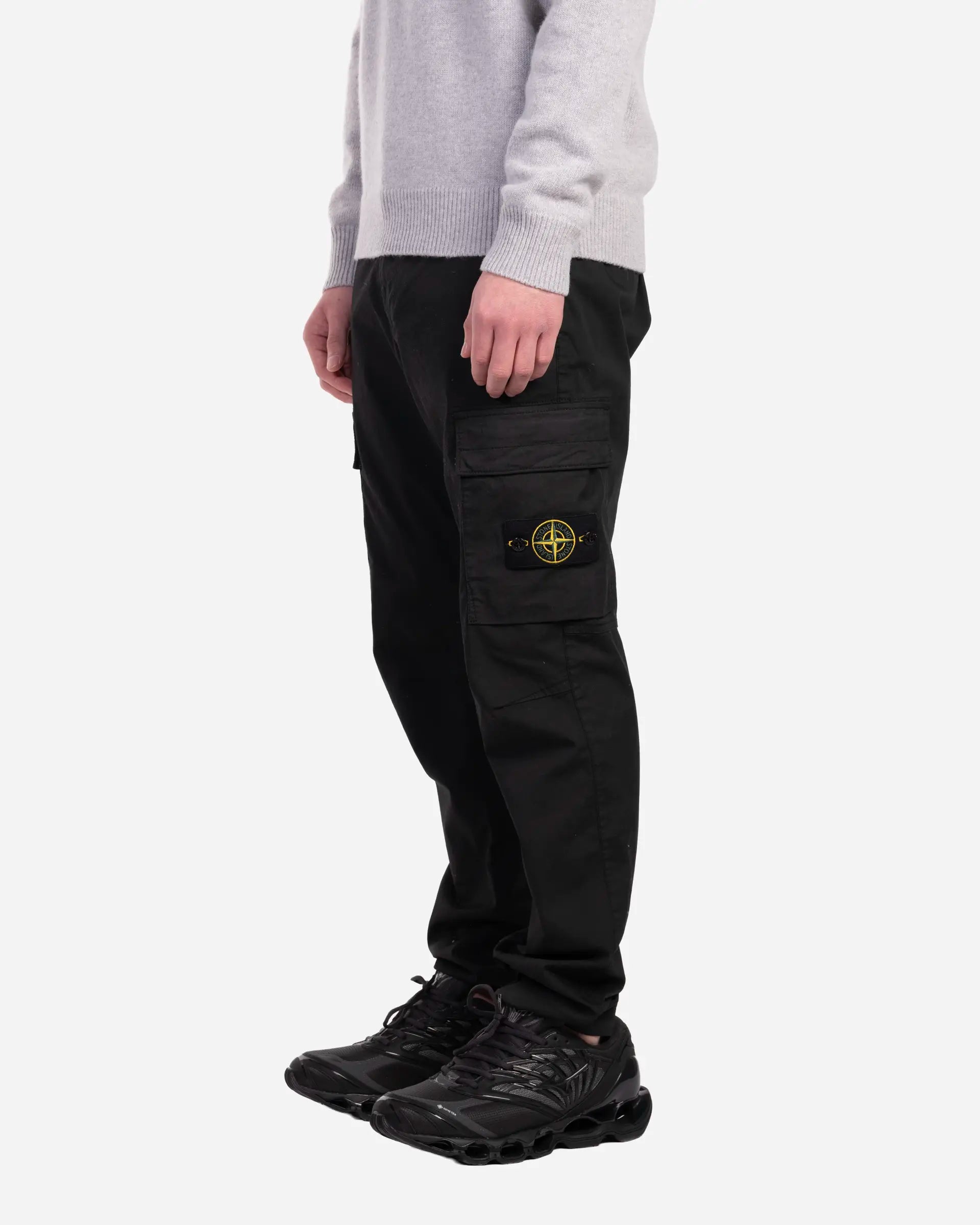 Pantalon Cargo en Coton Extensible Noir