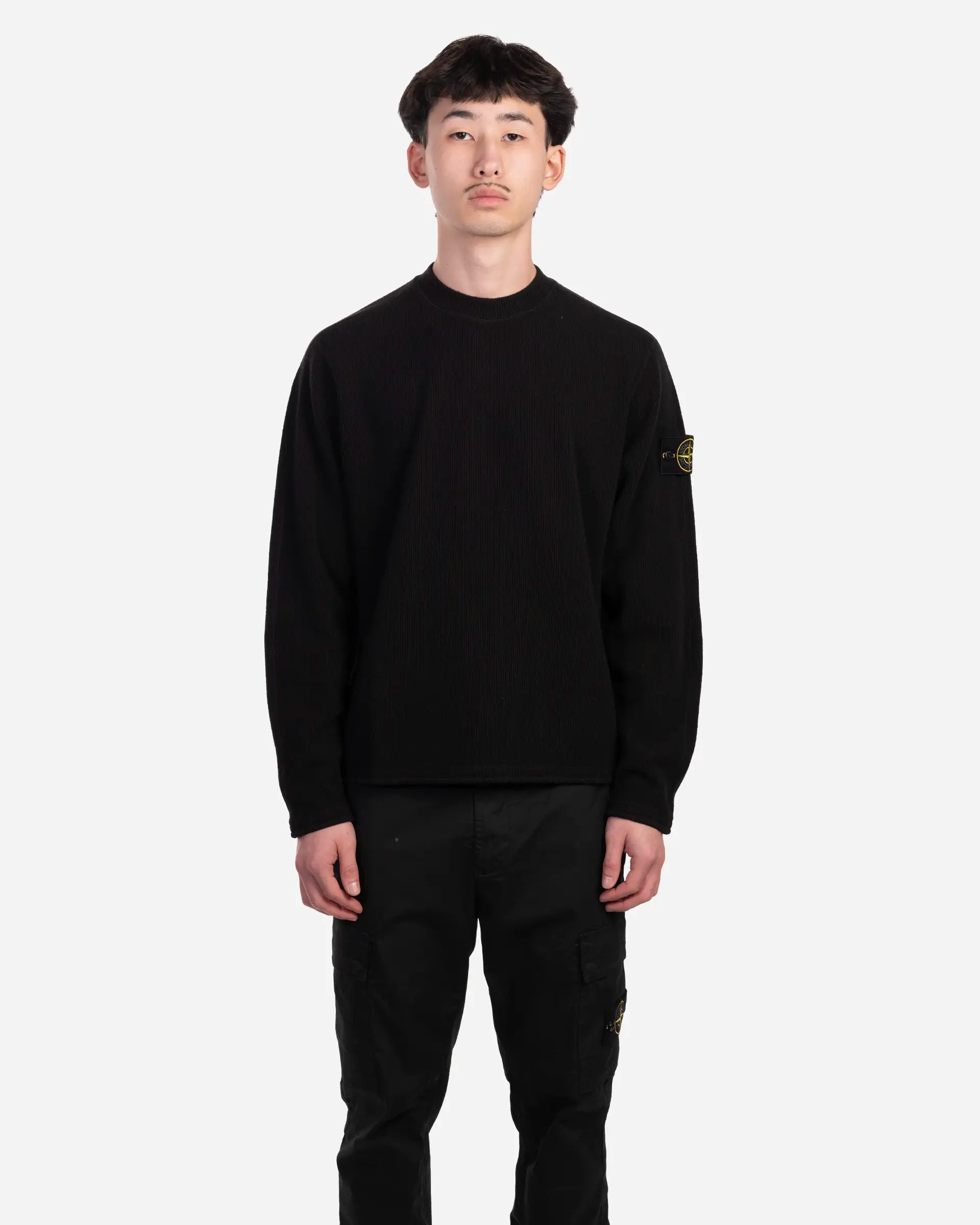 Sweatshirt Ras-du-Cou Côtelé Noir