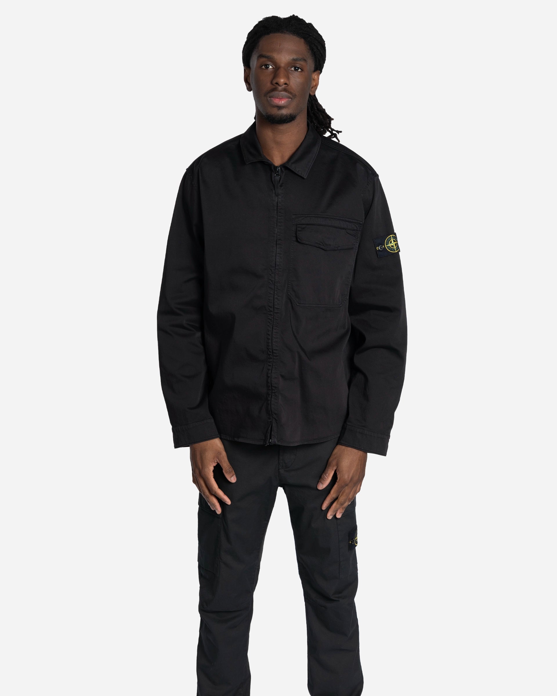 Surchemise en Satin de Coton Stretch Noire