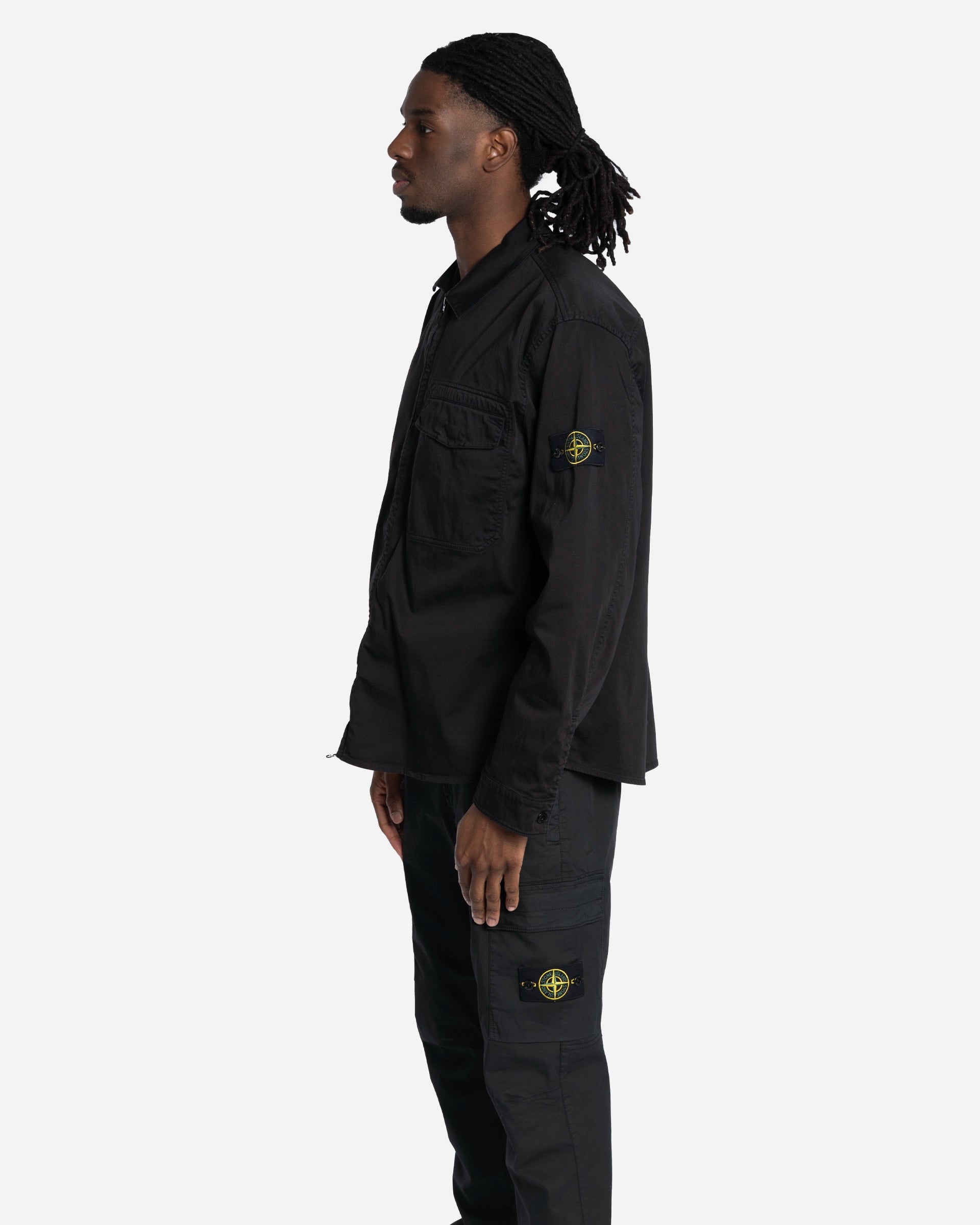 Surchemise en Satin de Coton Stretch Noire