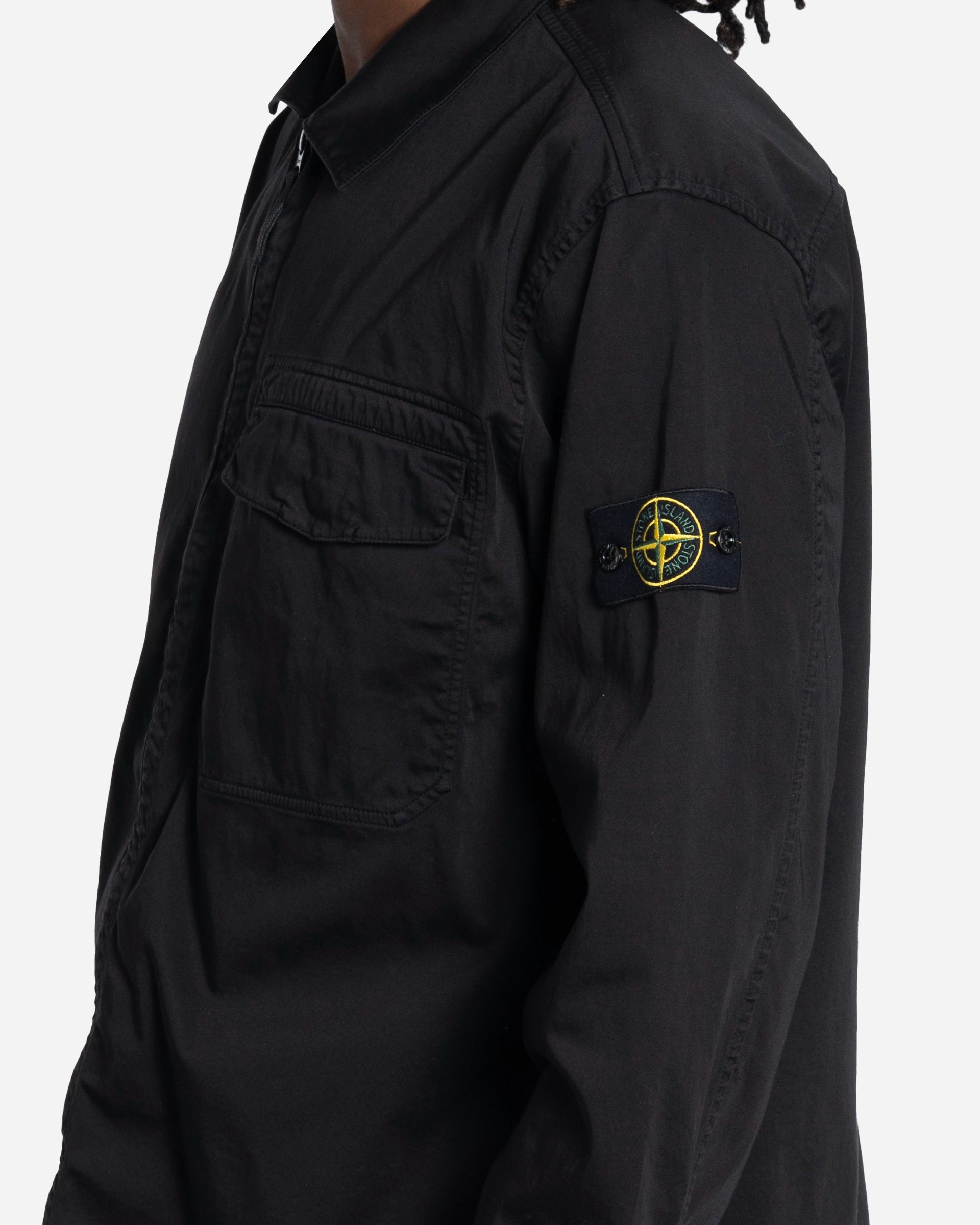 Surchemise en Satin de Coton Stretch Noire