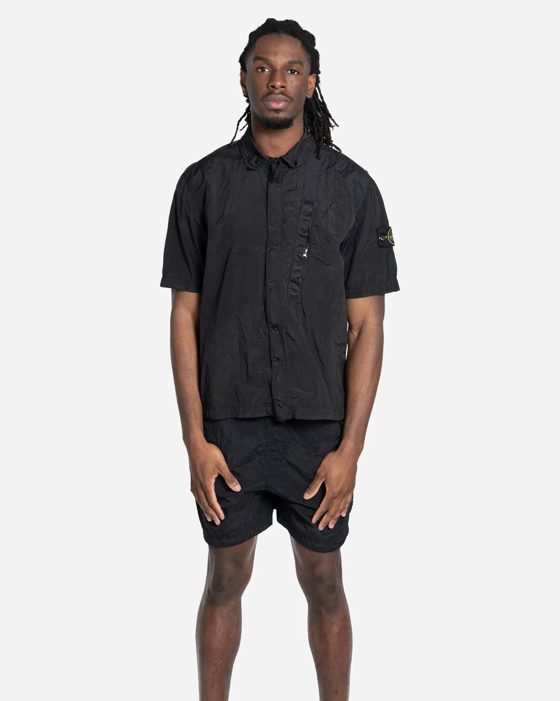 Chemise à Manches Courtes en Nylon Black