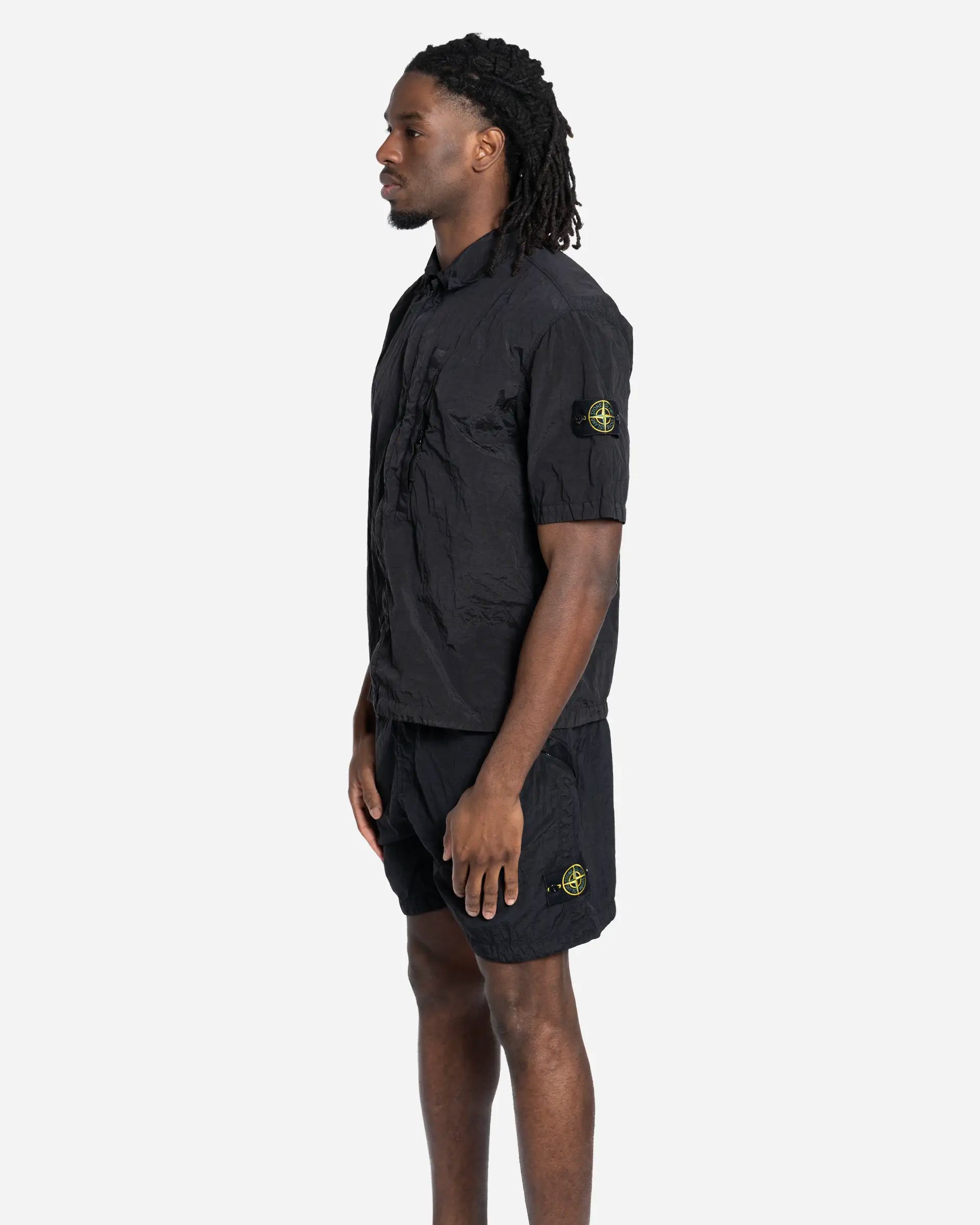 Chemise à Manches Courtes en Nylon Black