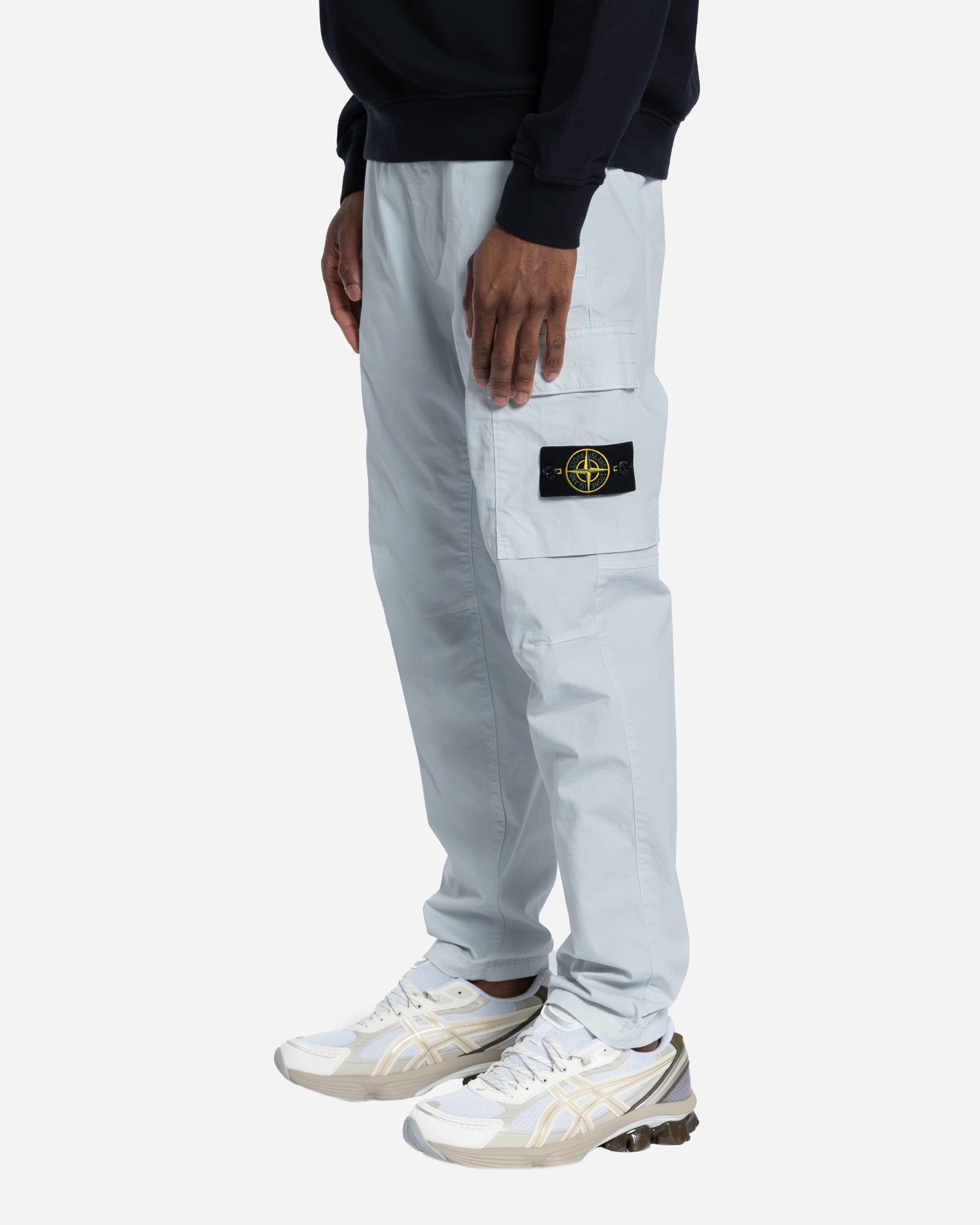 Pantalon Cargo en Sergé de Coton Bleu Ciel