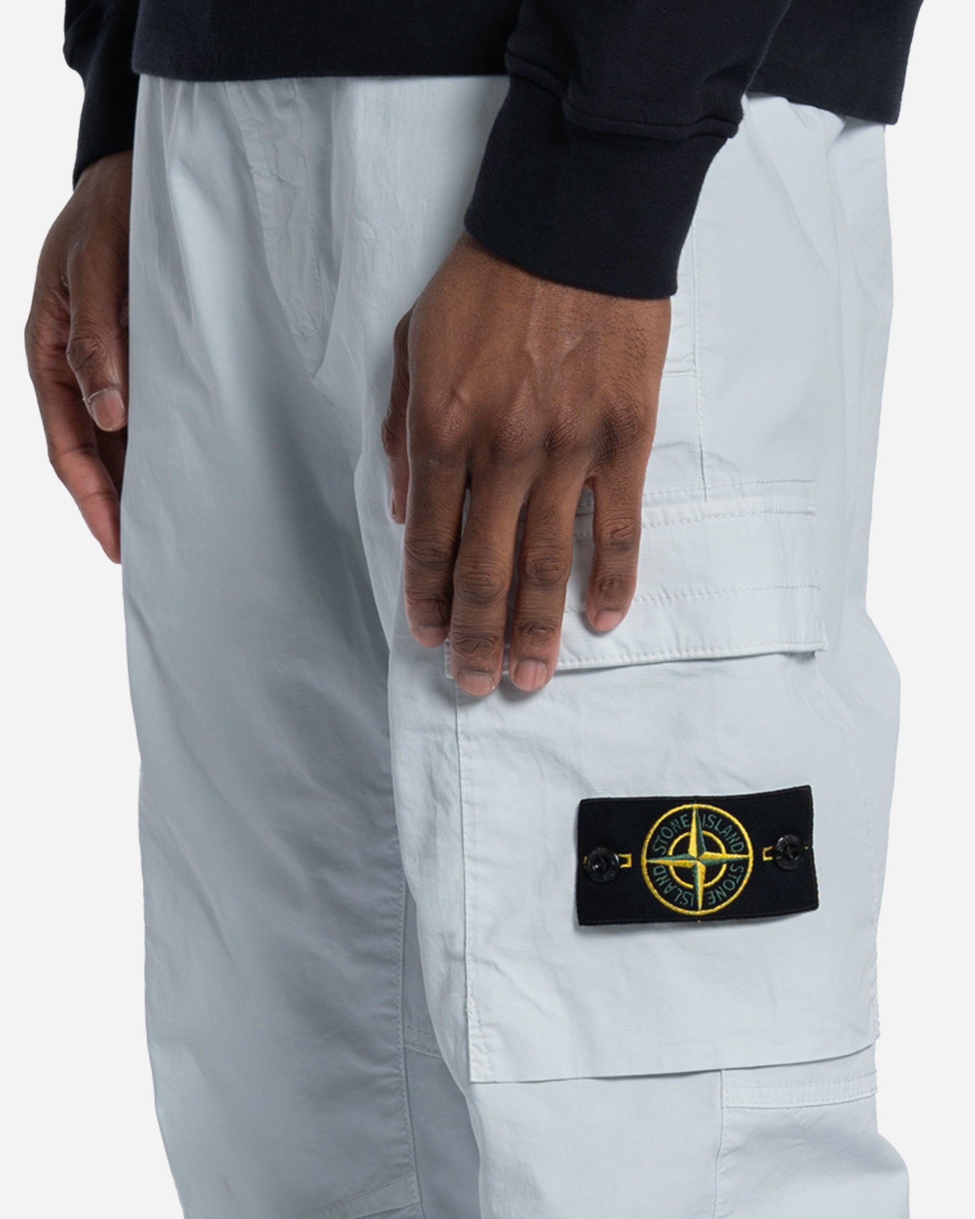 Pantalon Cargo en Sergé de Coton Bleu Ciel