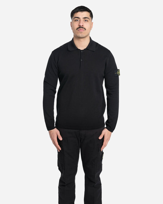 Polo à Manches Longues en Maille Noir