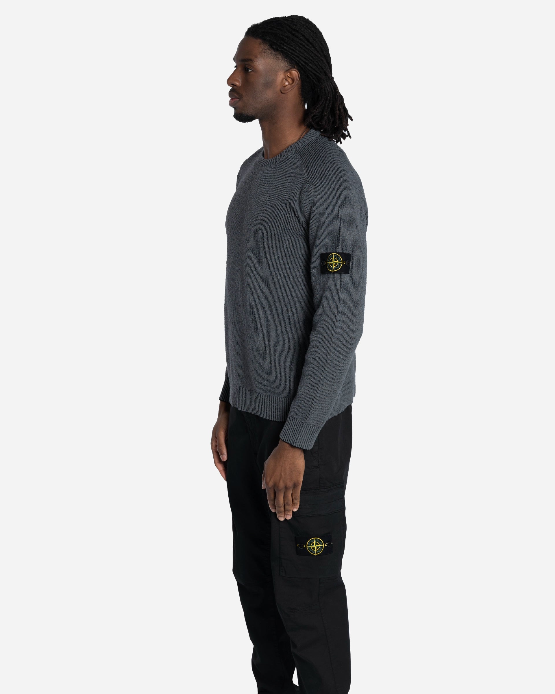 Pull Ras-du-Cou en Maille Gris Charbon Mélangé